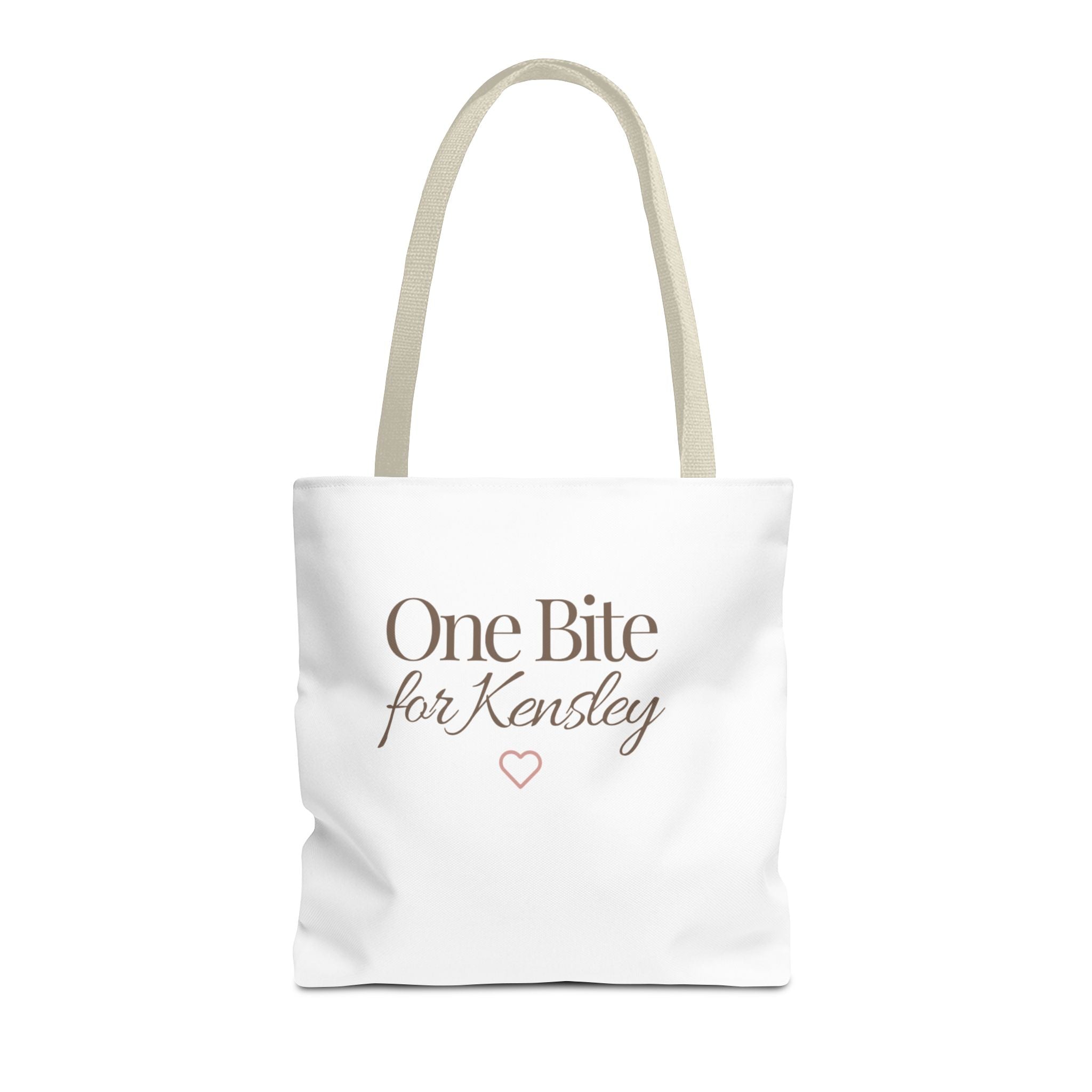 Every Bite Tells Her Story tote bag | Personalized 'One Bite for Kensley' tote