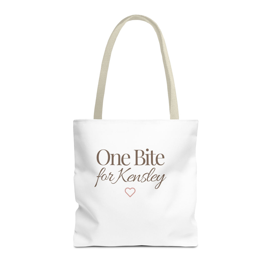 Every Bite Tells Her Story tote bag | Personalized 'One Bite for Kensley' tote