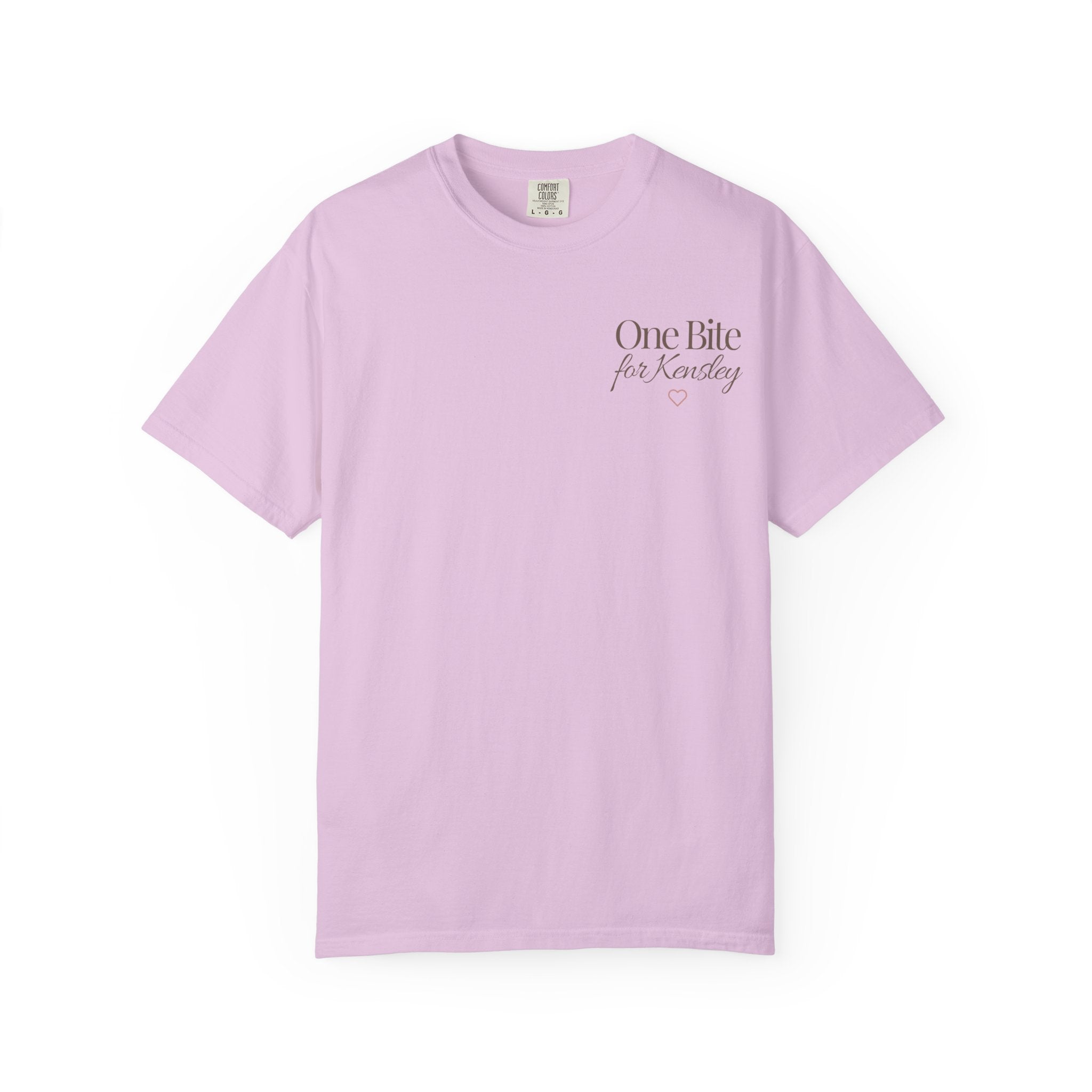 Every Bite T-shirt | One Bite for Kensley, scripted pink text