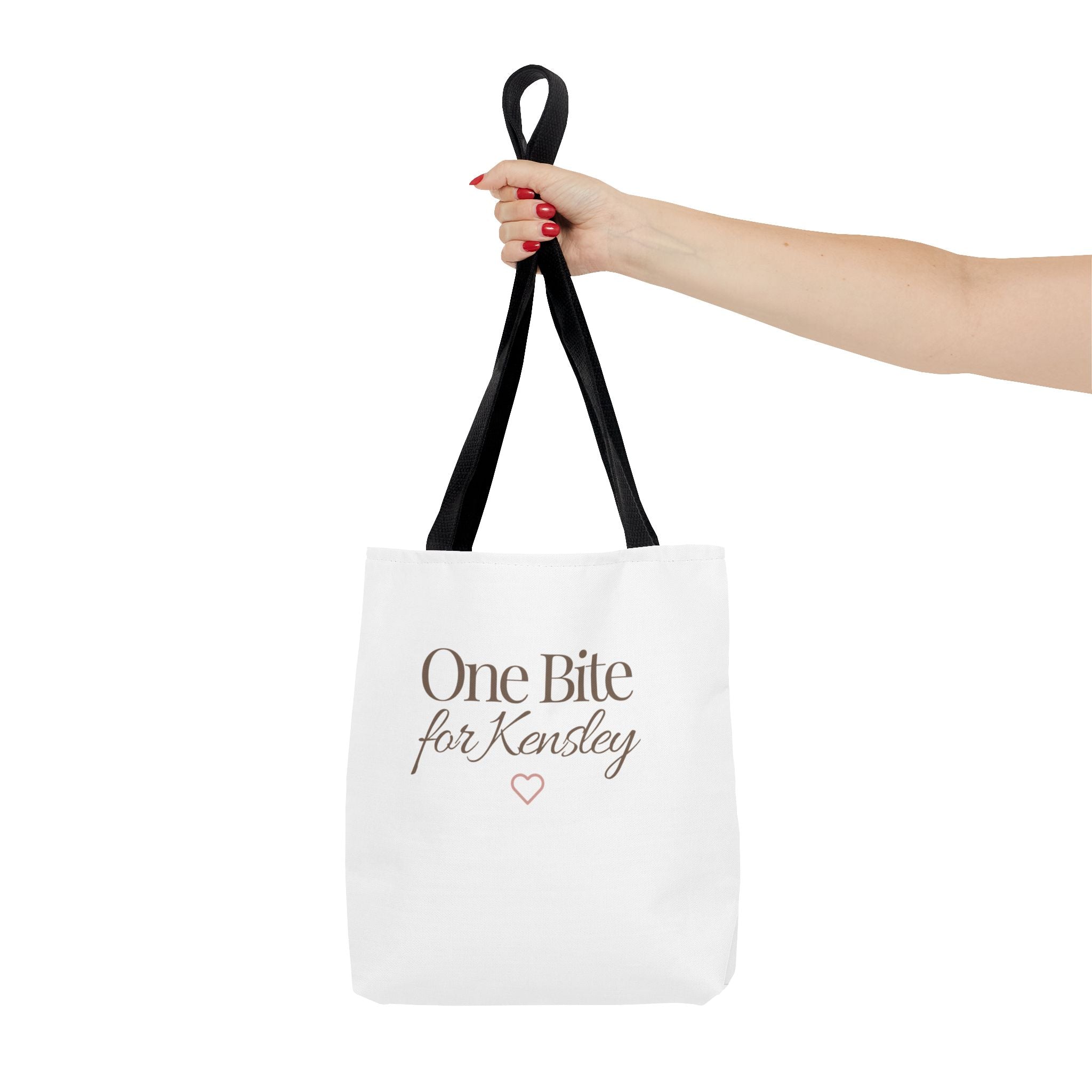 Every Bite Tells Her Story tote bag | Personalized 'One Bite for Kensley' tote