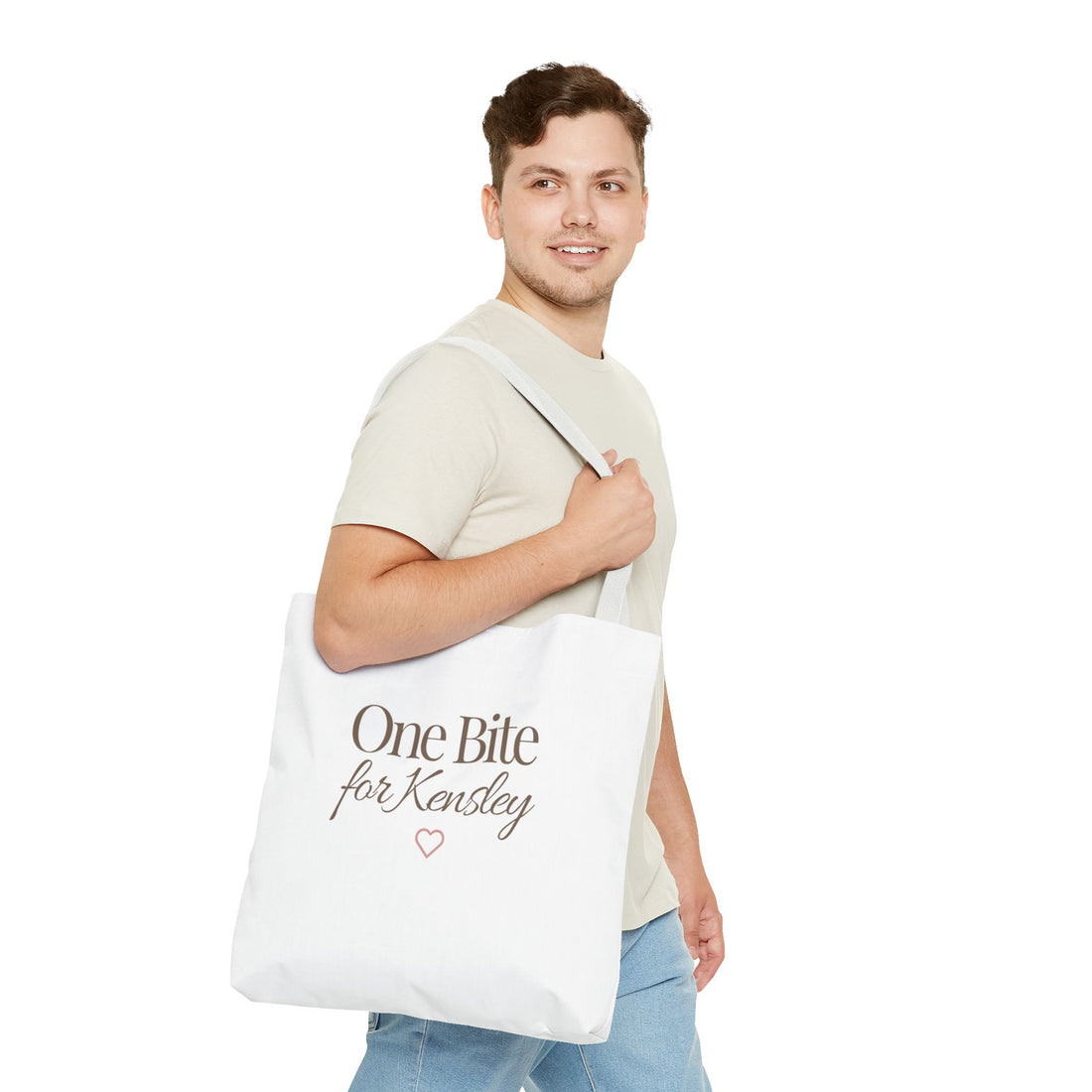 Every Bite Tells Her Story tote bag | Personalized 'One Bite for Kensley' tote