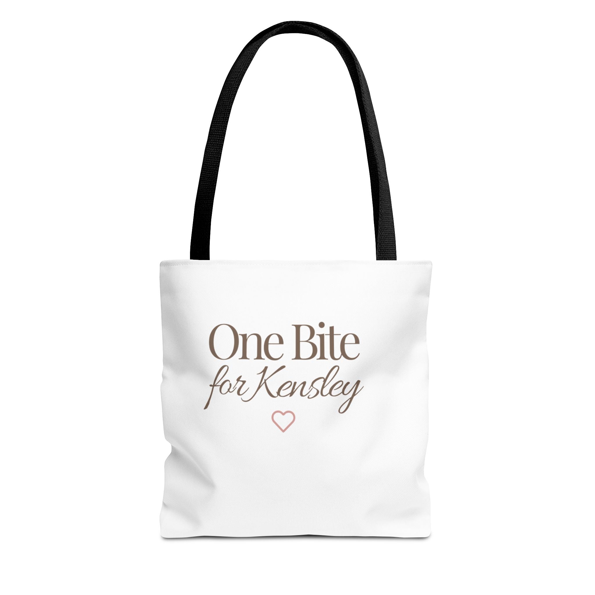 Every Bite Tells Her Story tote bag | Personalized 'One Bite for Kensley' tote
