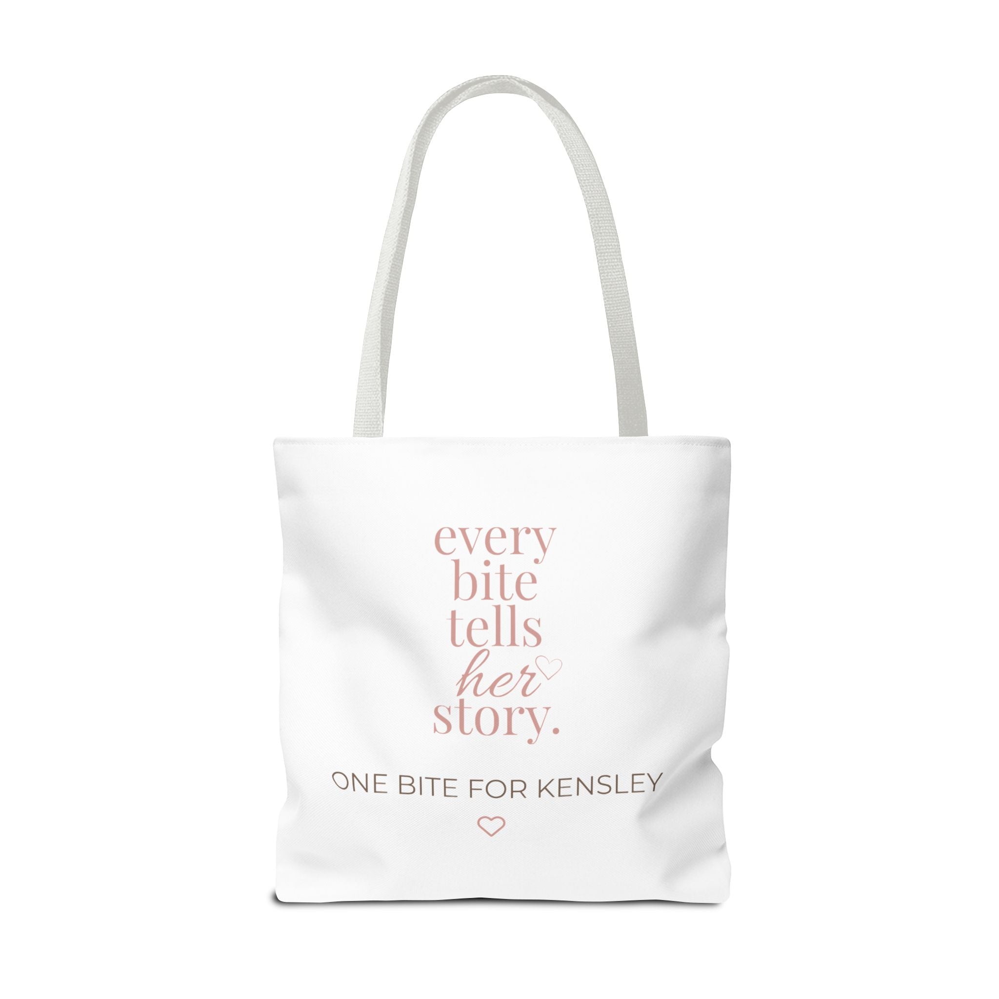 Every Bite Tells Her Story tote bag | Personalized 'One Bite for Kensley' tote