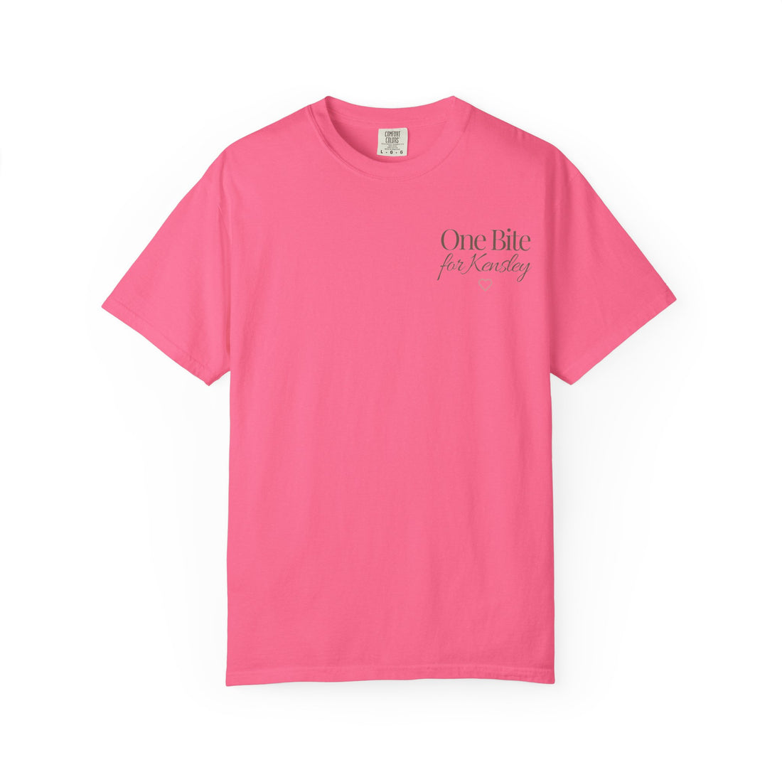 Every Bite T-shirt | One Bite for Kensley, scripted pink text