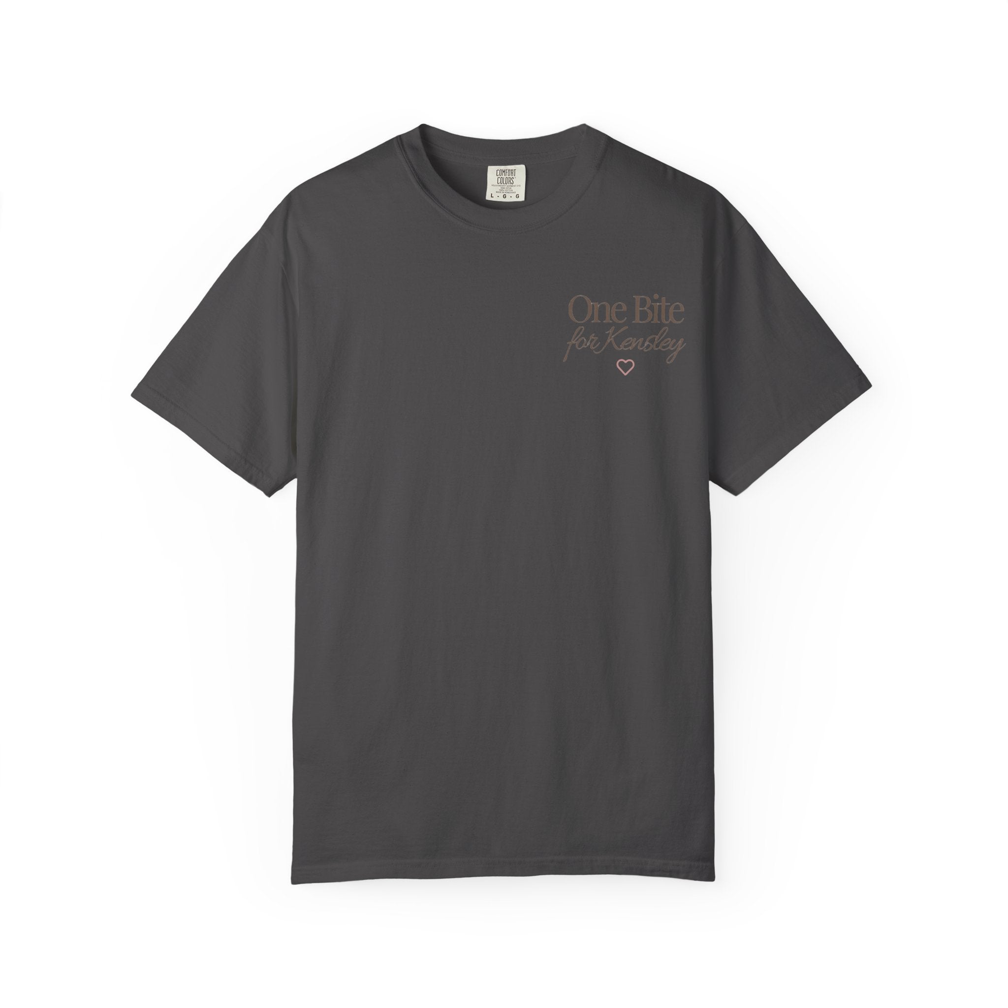 Every Bite T-shirt | One Bite for Kensley, scripted pink text