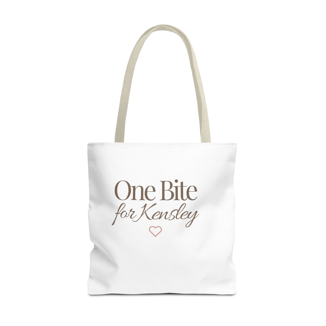 Every Bite Tells Her Story tote bag | Personalized 'One Bite for Kensley' tote