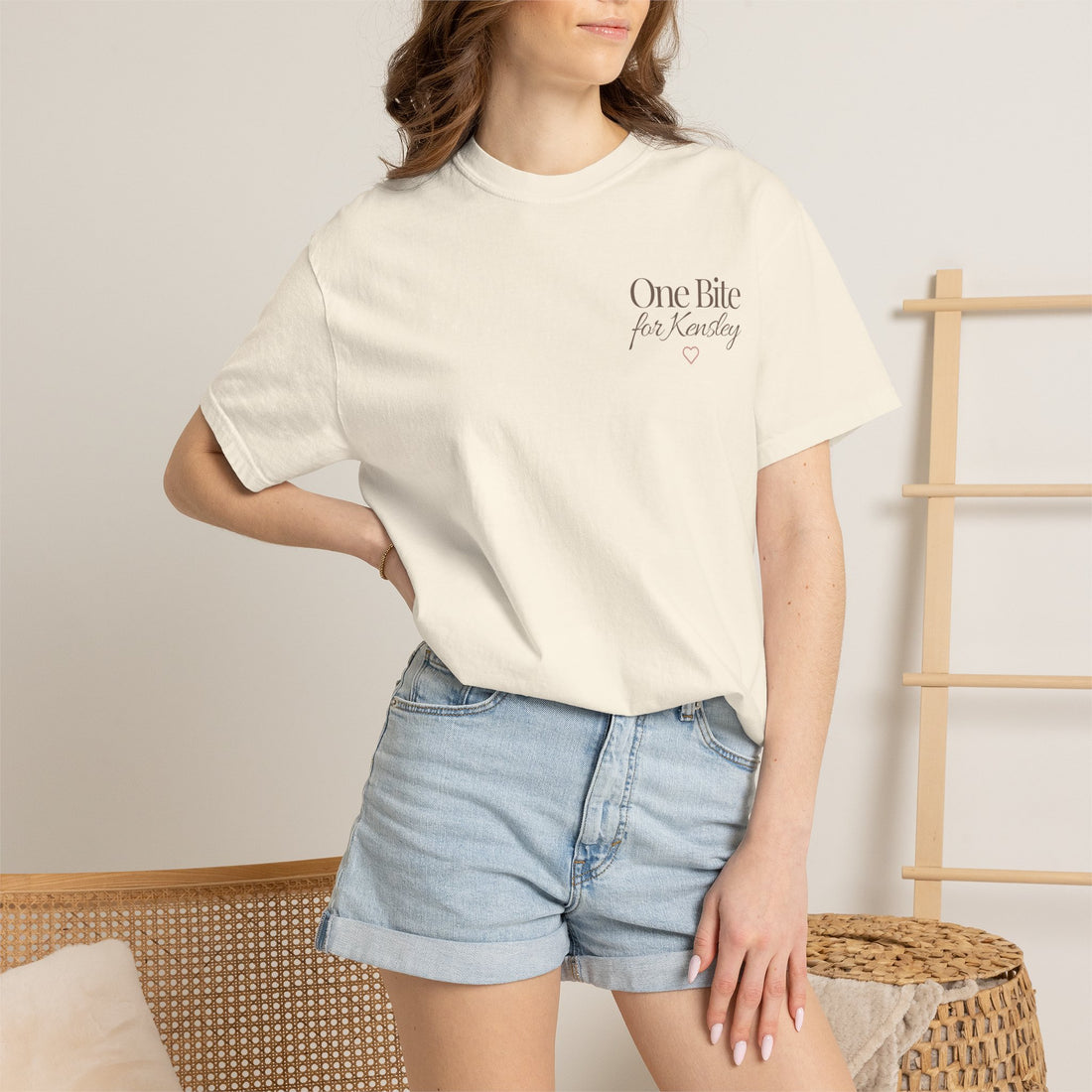 Every Bite T-shirt | One Bite for Kensley, scripted pink text
