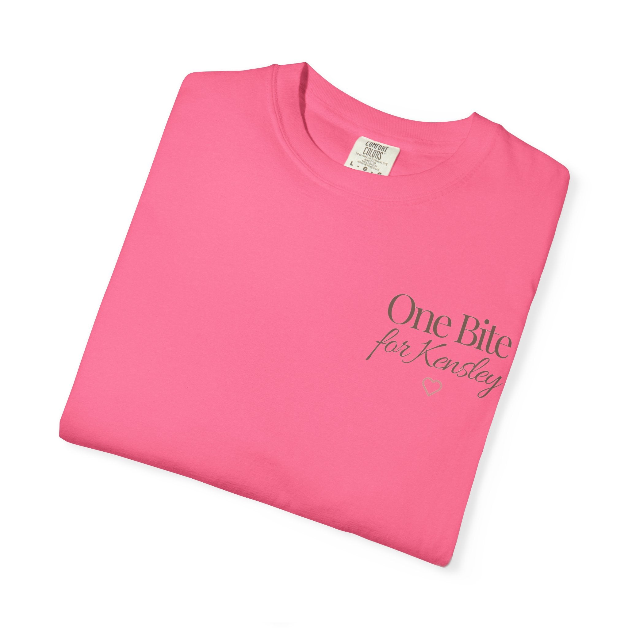 Every Bite T-shirt | One Bite for Kensley, scripted pink text