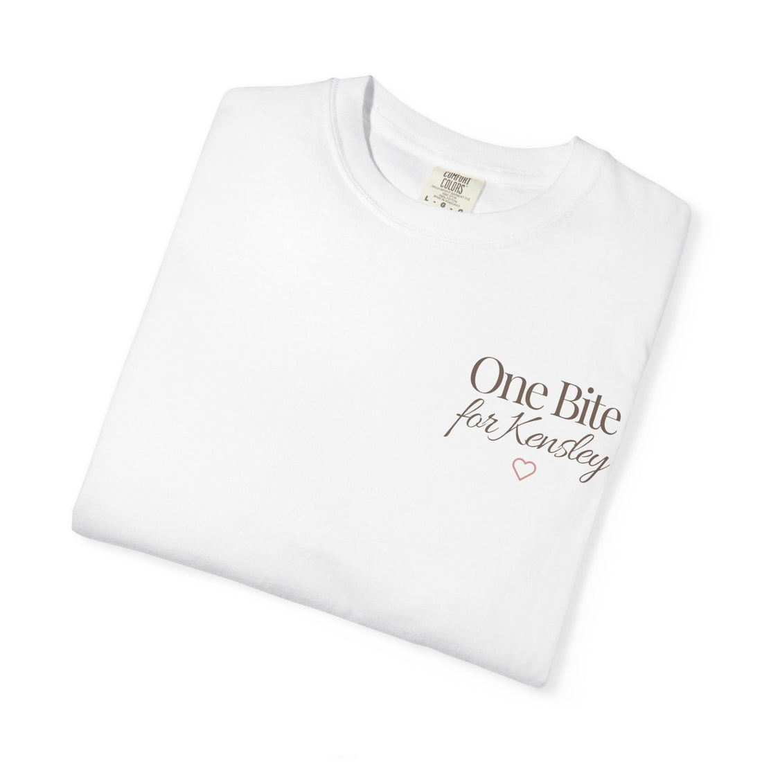 Every Bite T-shirt | One Bite for Kensley, scripted pink text