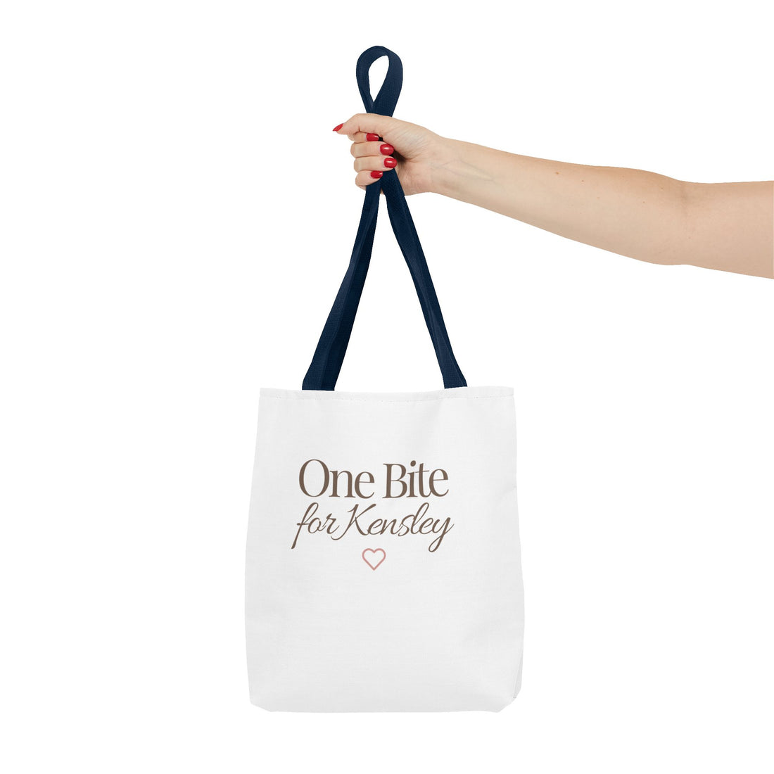 Every Bite Tells Her Story tote bag | Personalized 'One Bite for Kensley' tote