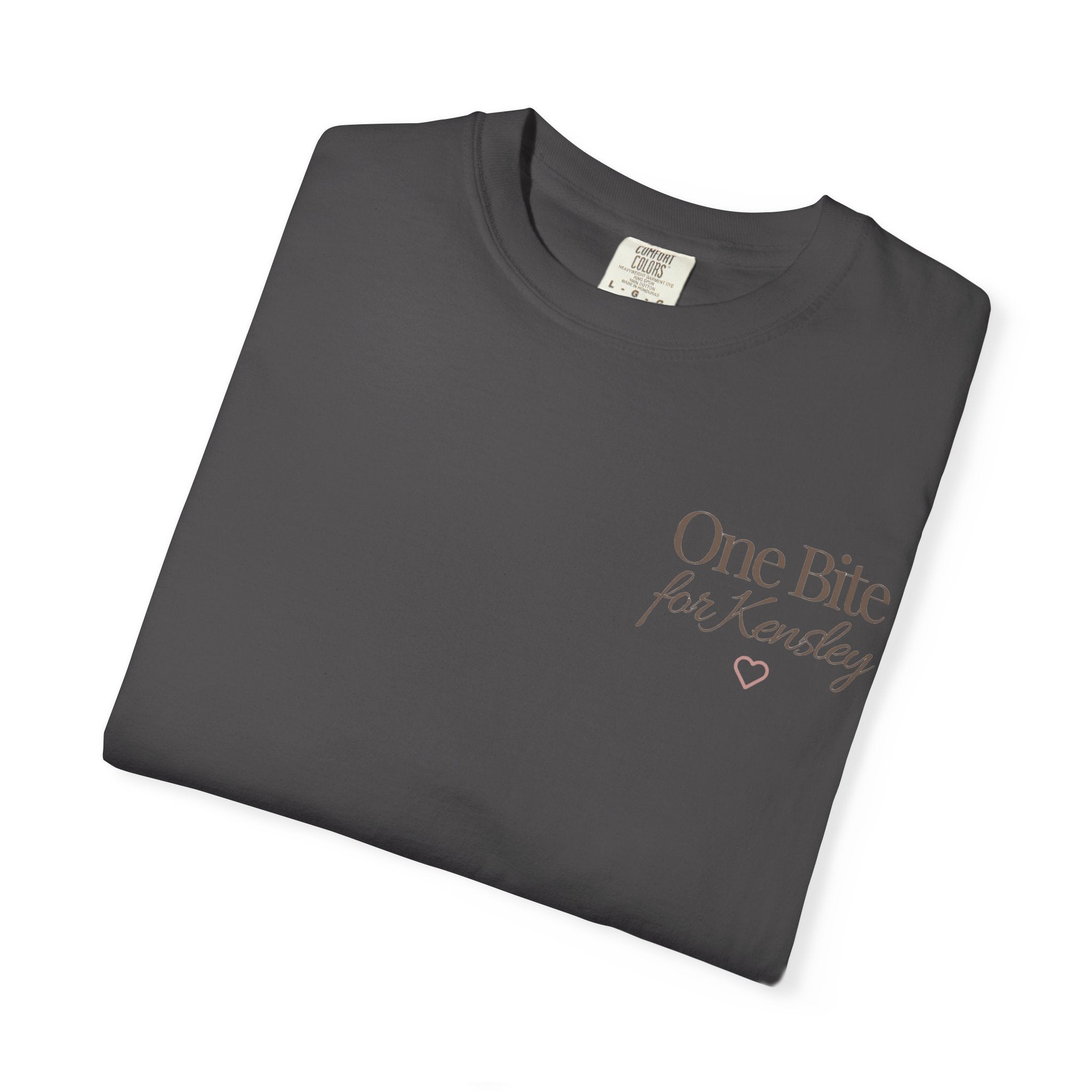 Every Bite T-shirt | One Bite for Kensley, scripted pink text