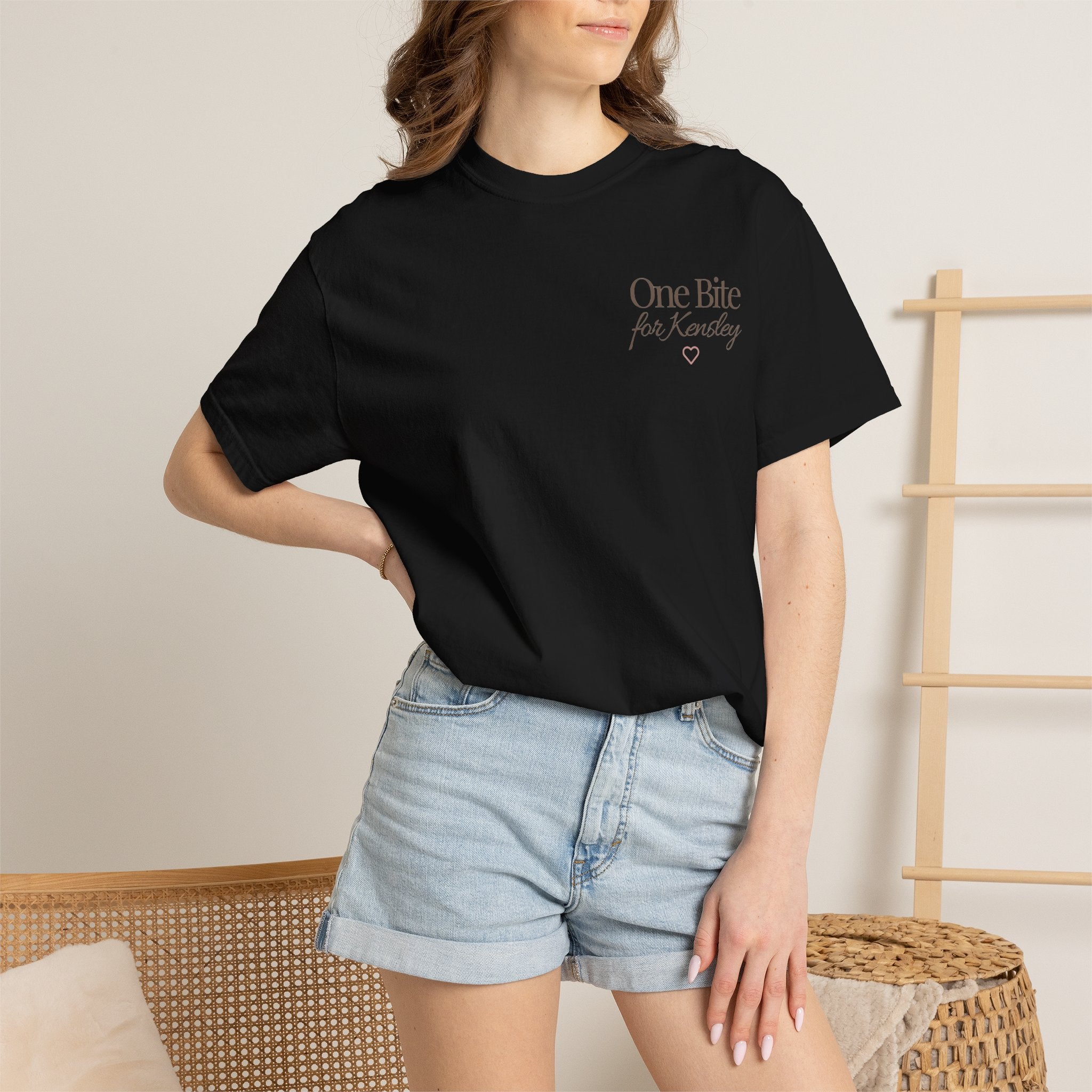 Every Bite T-shirt | One Bite for Kensley, scripted pink text