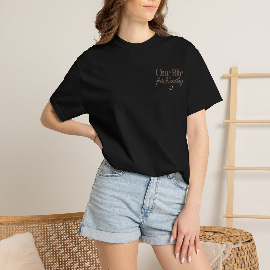 Every Bite T-shirt | One Bite for Kensley, scripted pink text
