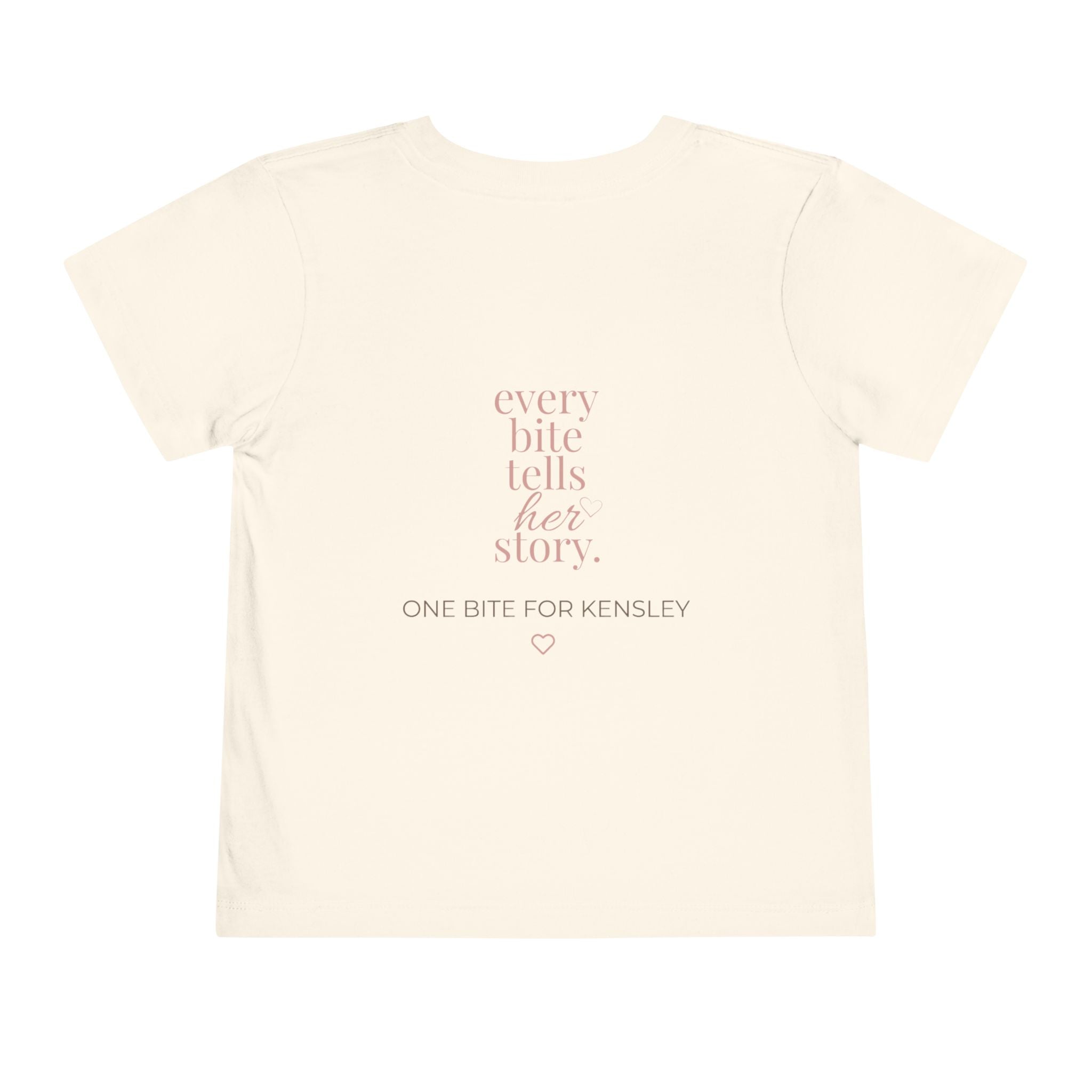 Toddler Tee — "Every Bite Tells Her Story" Personalized Feeding Milestone Shirt