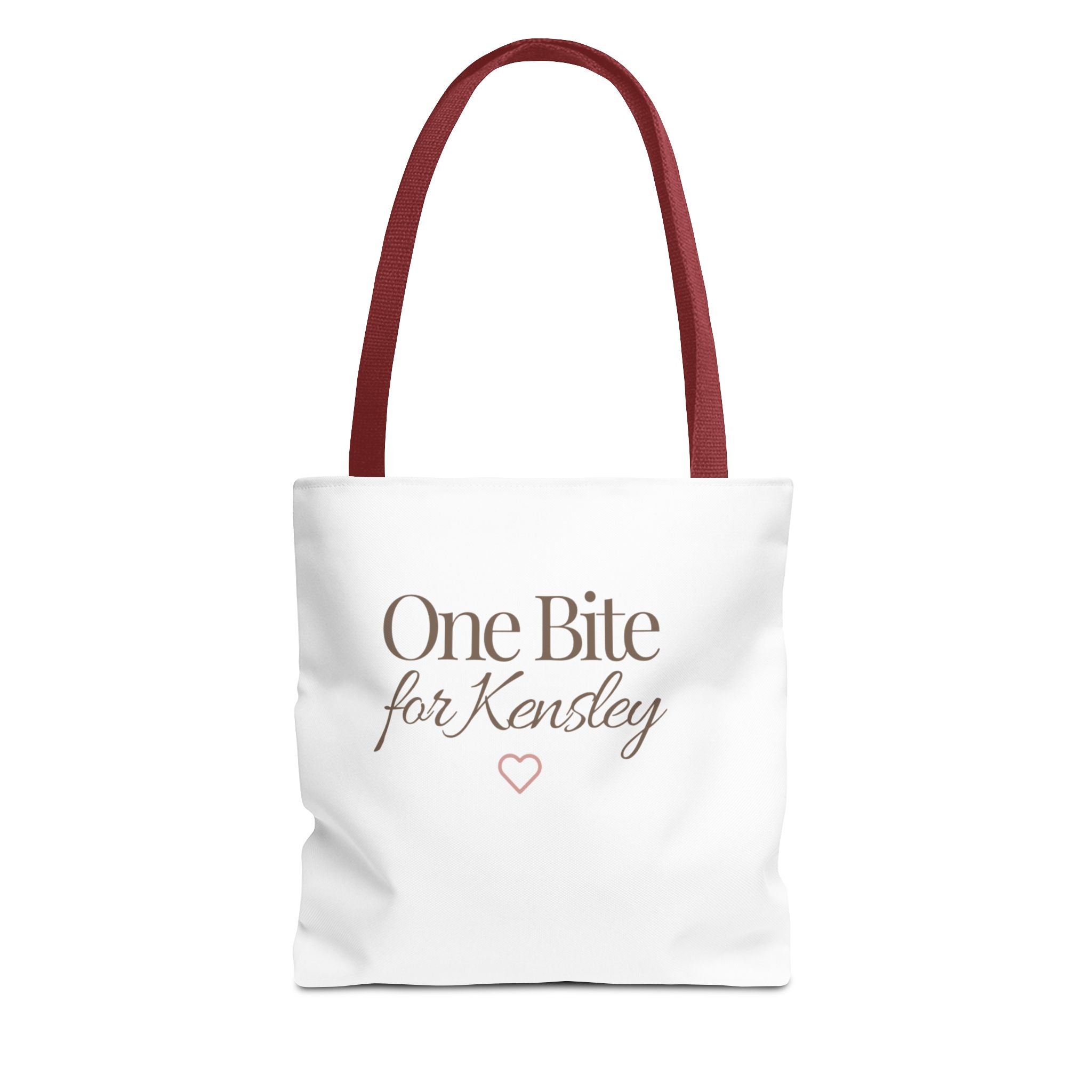 Every Bite Tells Her Story tote bag | Personalized 'One Bite for Kensley' tote