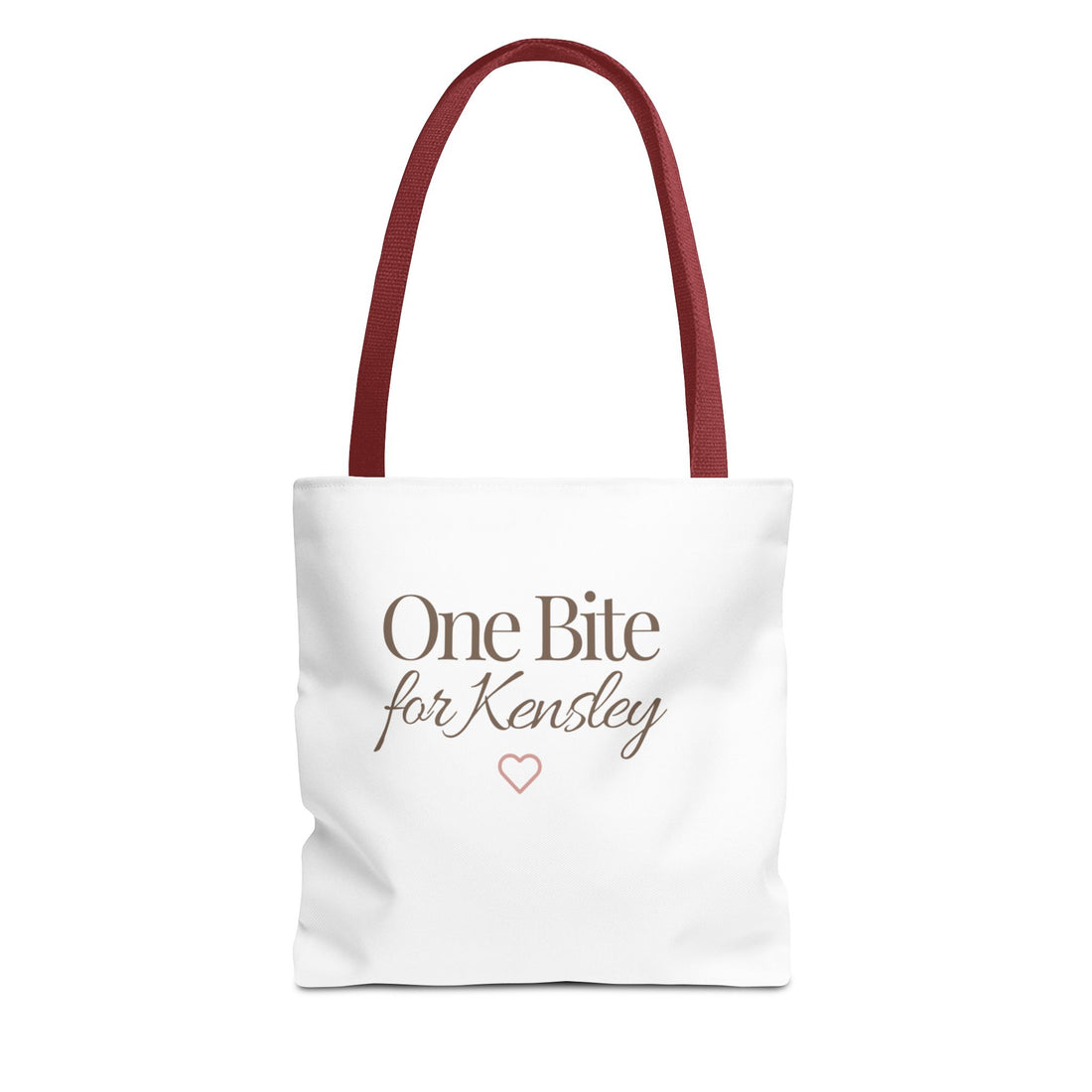 Every Bite Tells Her Story tote bag | Personalized 'One Bite for Kensley' tote
