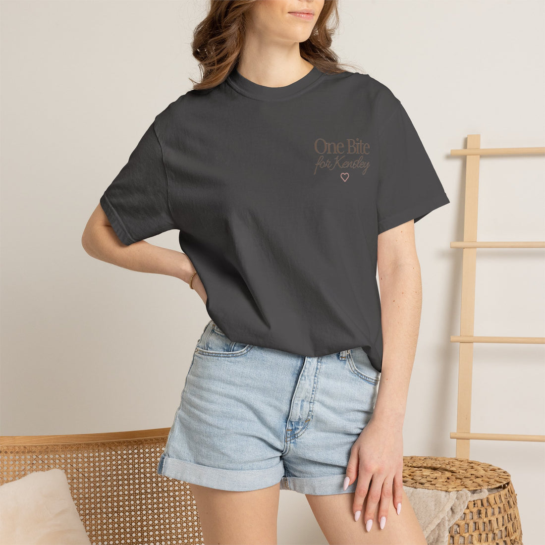 Every Bite T-shirt | One Bite for Kensley, scripted pink text