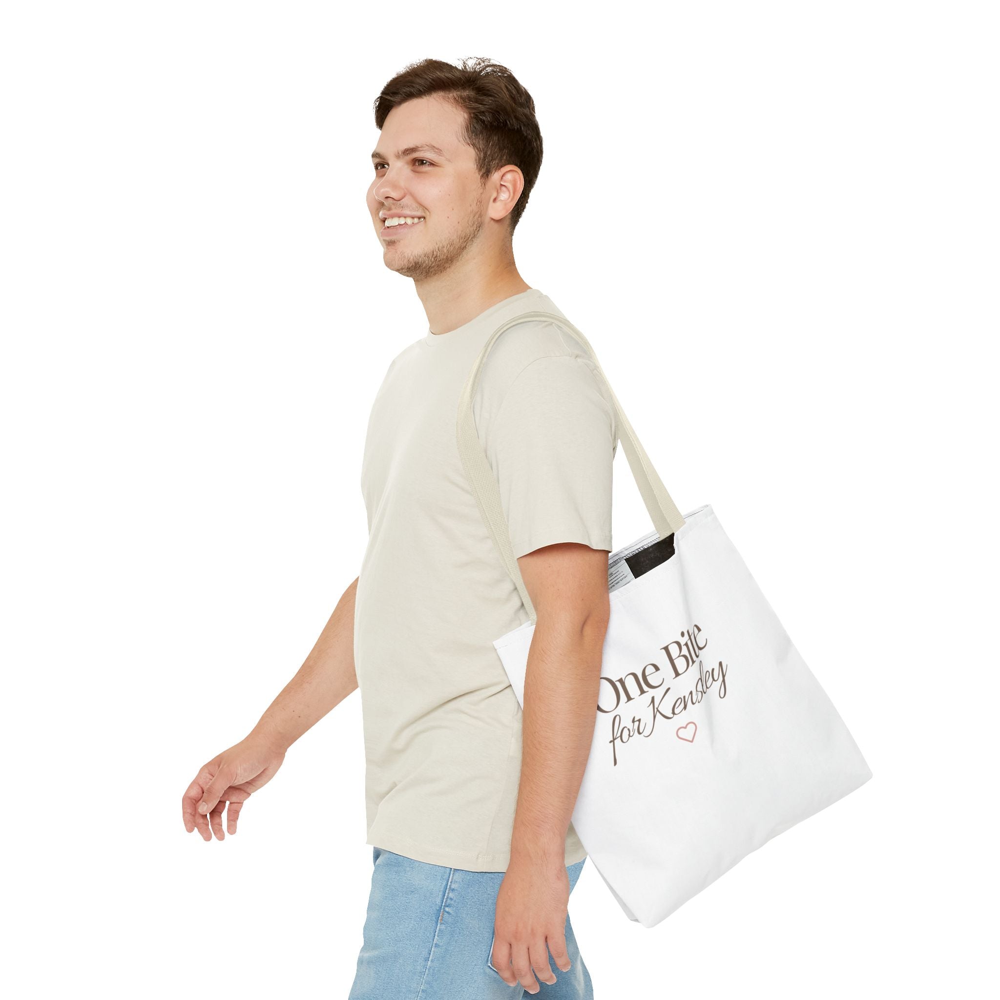 Every Bite Tells Her Story tote bag | Personalized 'One Bite for Kensley' tote