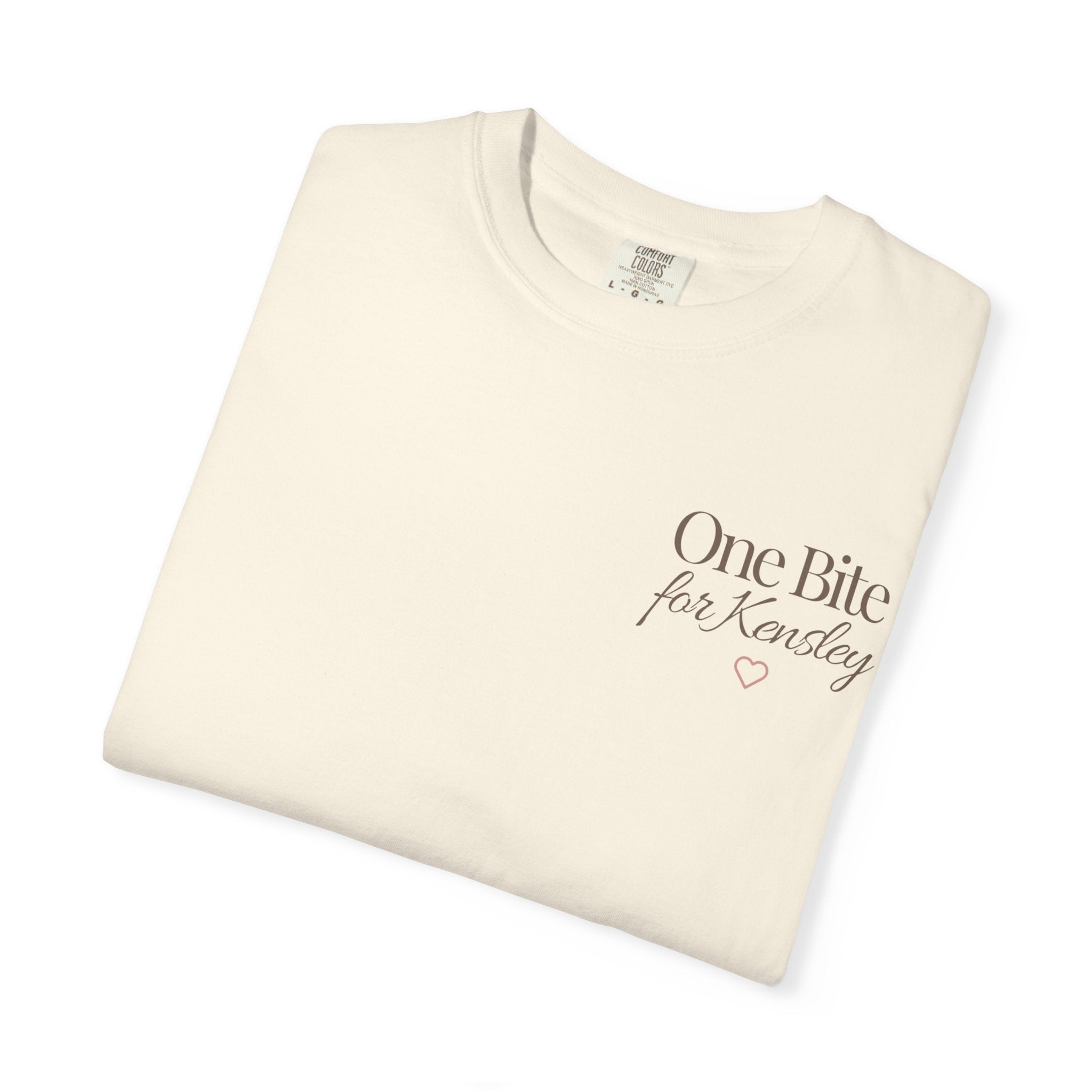 Every Bite T-shirt | One Bite for Kensley, scripted pink text
