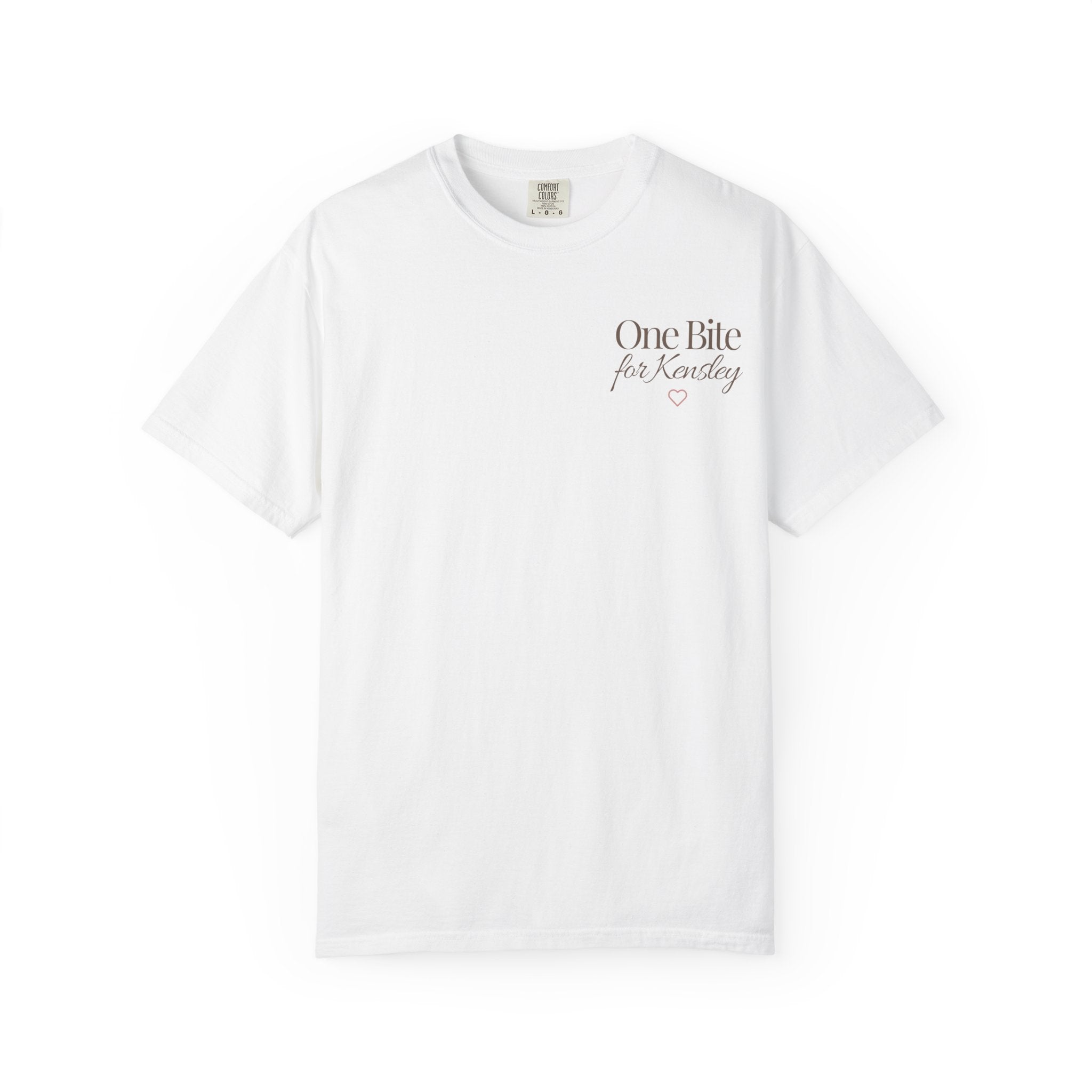 Every Bite T-shirt | One Bite for Kensley, scripted pink text