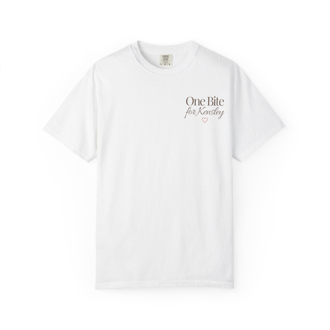 Every Bite T-shirt | One Bite for Kensley, scripted pink text