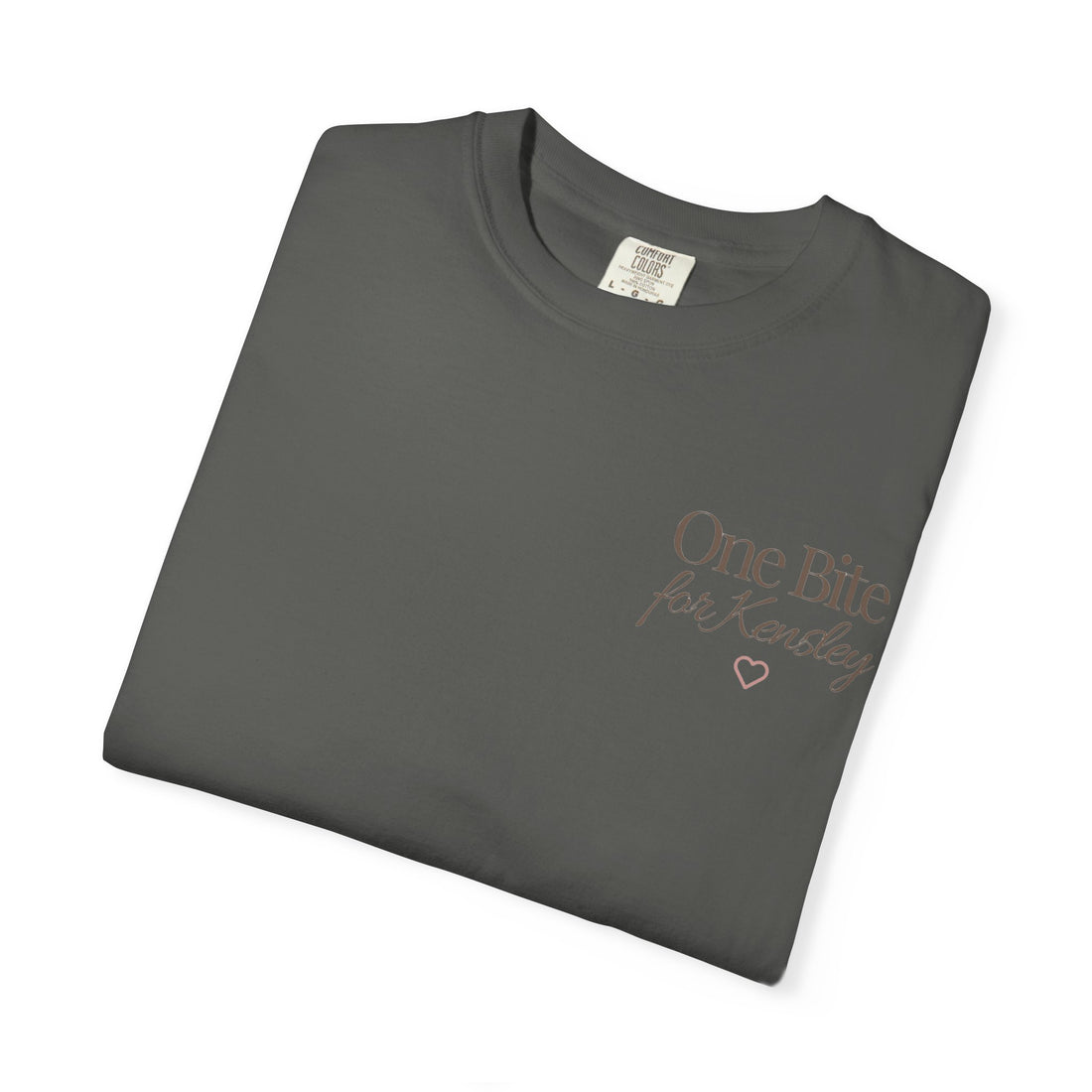 Every Bite T-shirt | One Bite for Kensley, scripted pink text