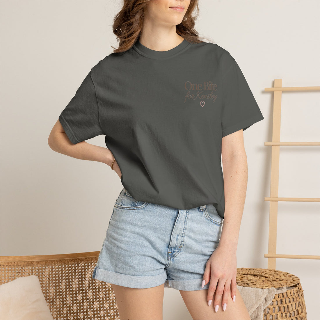 Every Bite T-shirt | One Bite for Kensley, scripted pink text