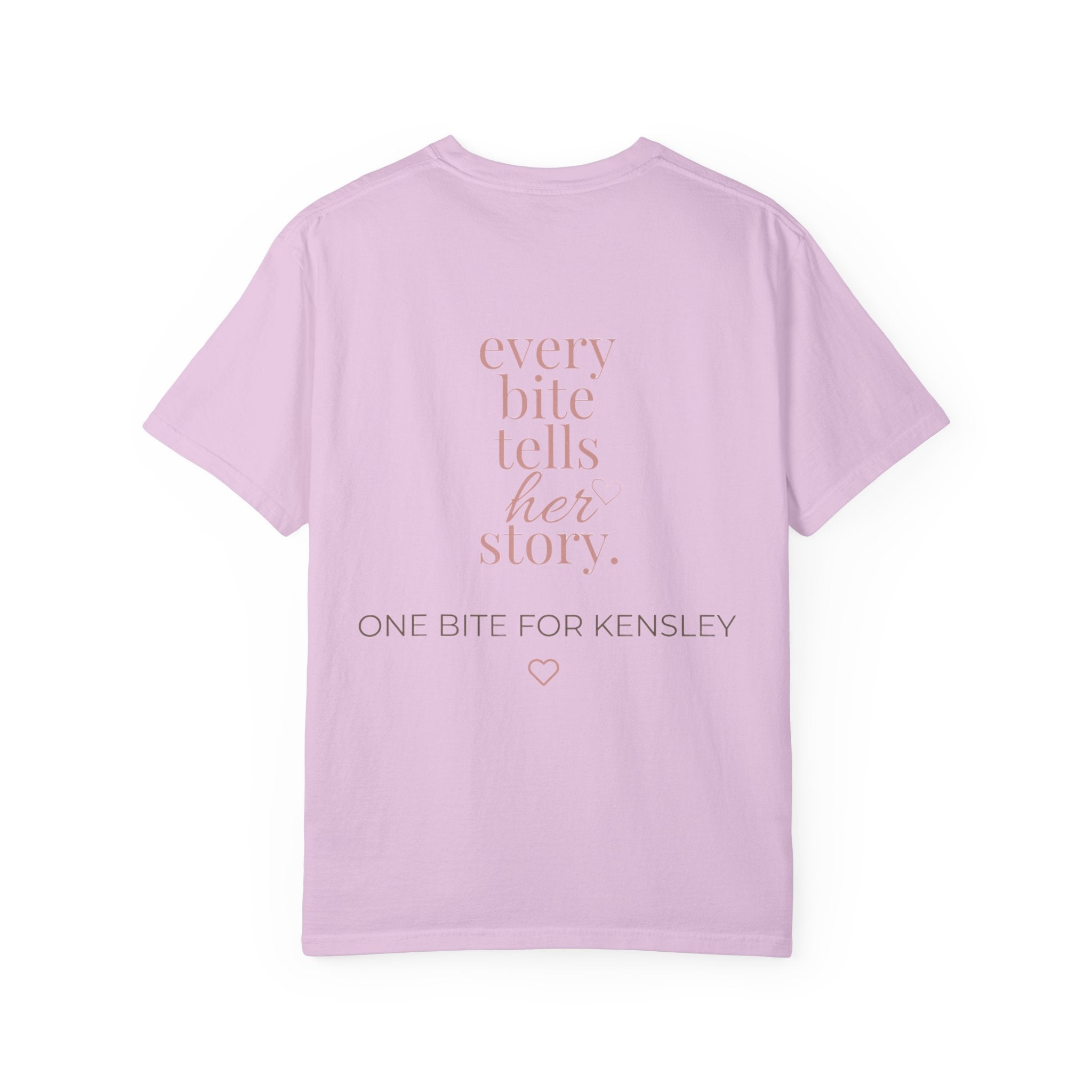 Every Bite T-shirt | One Bite for Kensley, scripted pink text