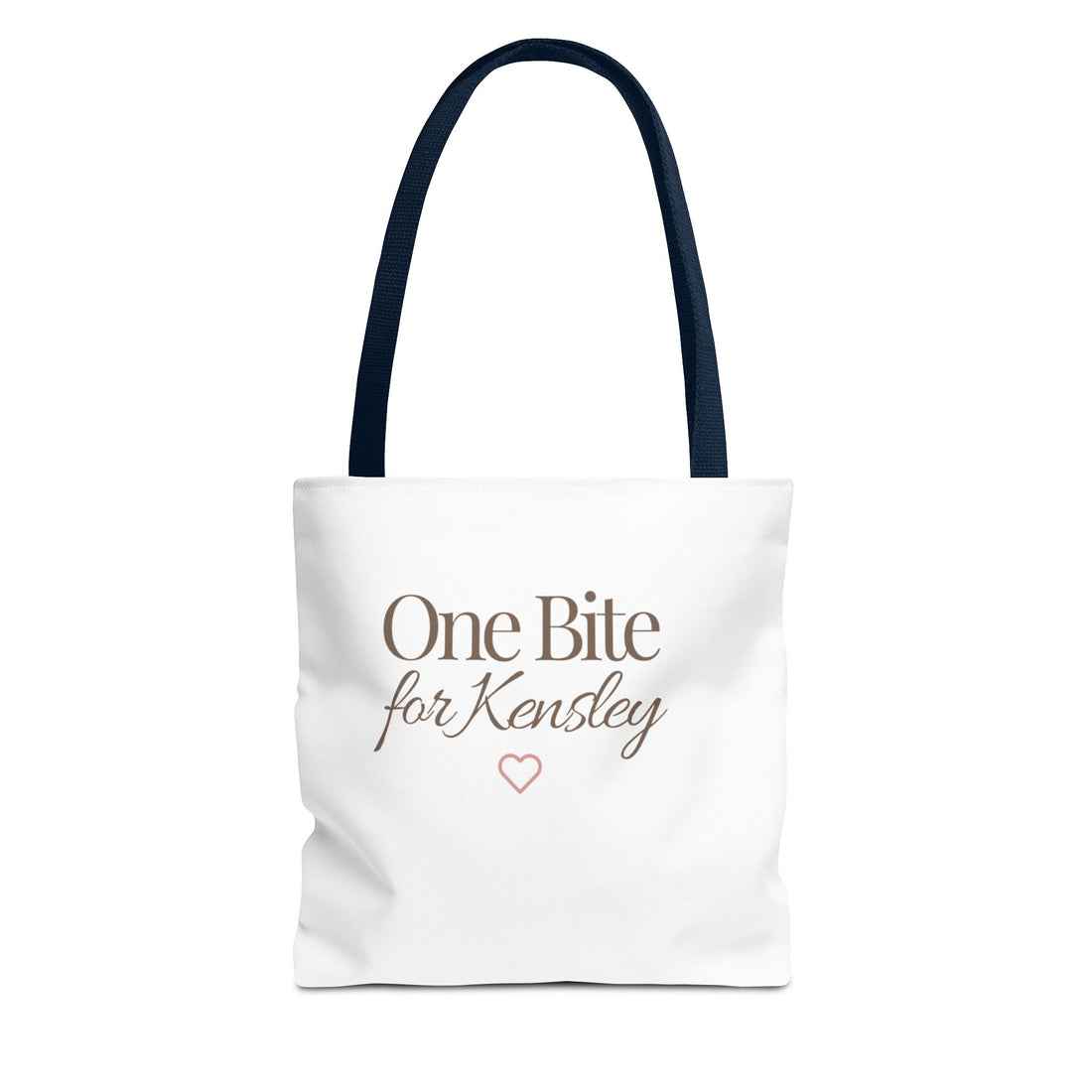 Every Bite Tells Her Story tote bag | Personalized 'One Bite for Kensley' tote