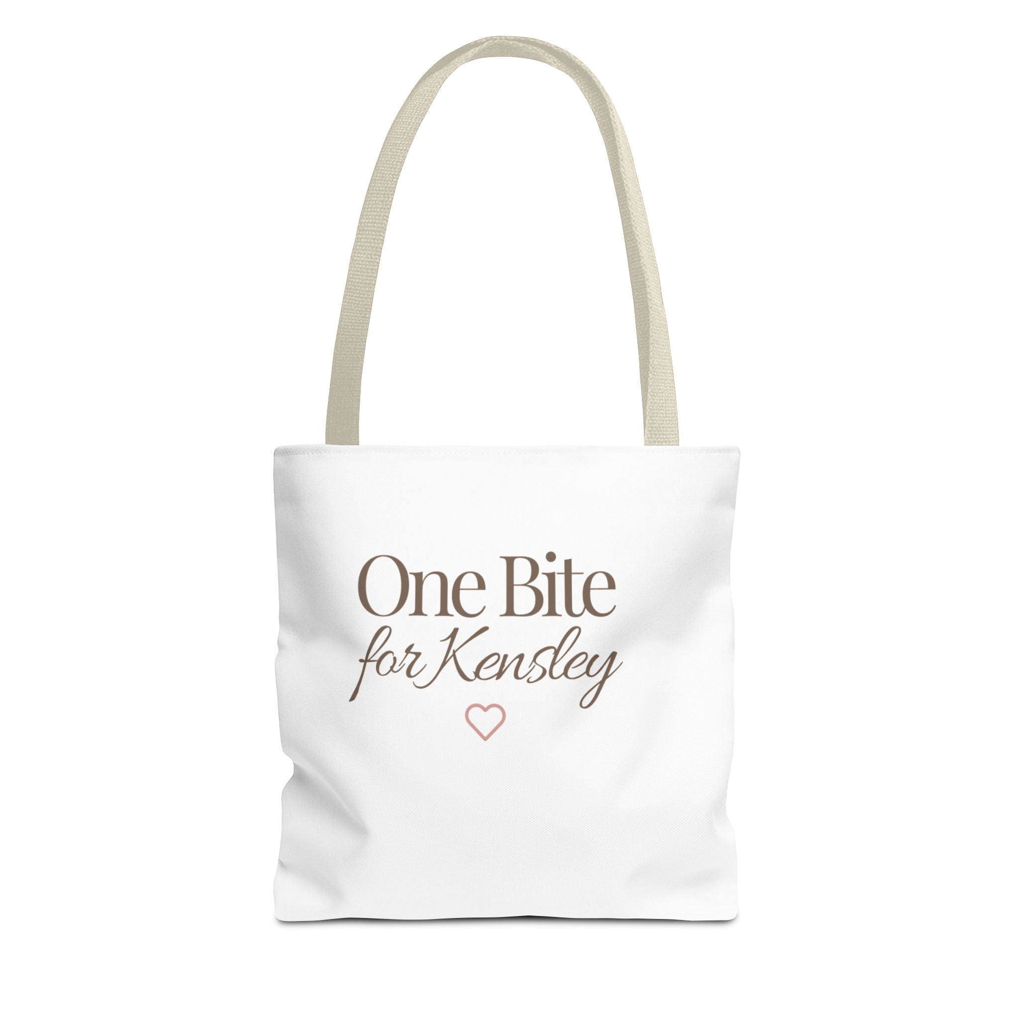 Every Bite Tells Her Story tote bag | Personalized 'One Bite for Kensley' tote