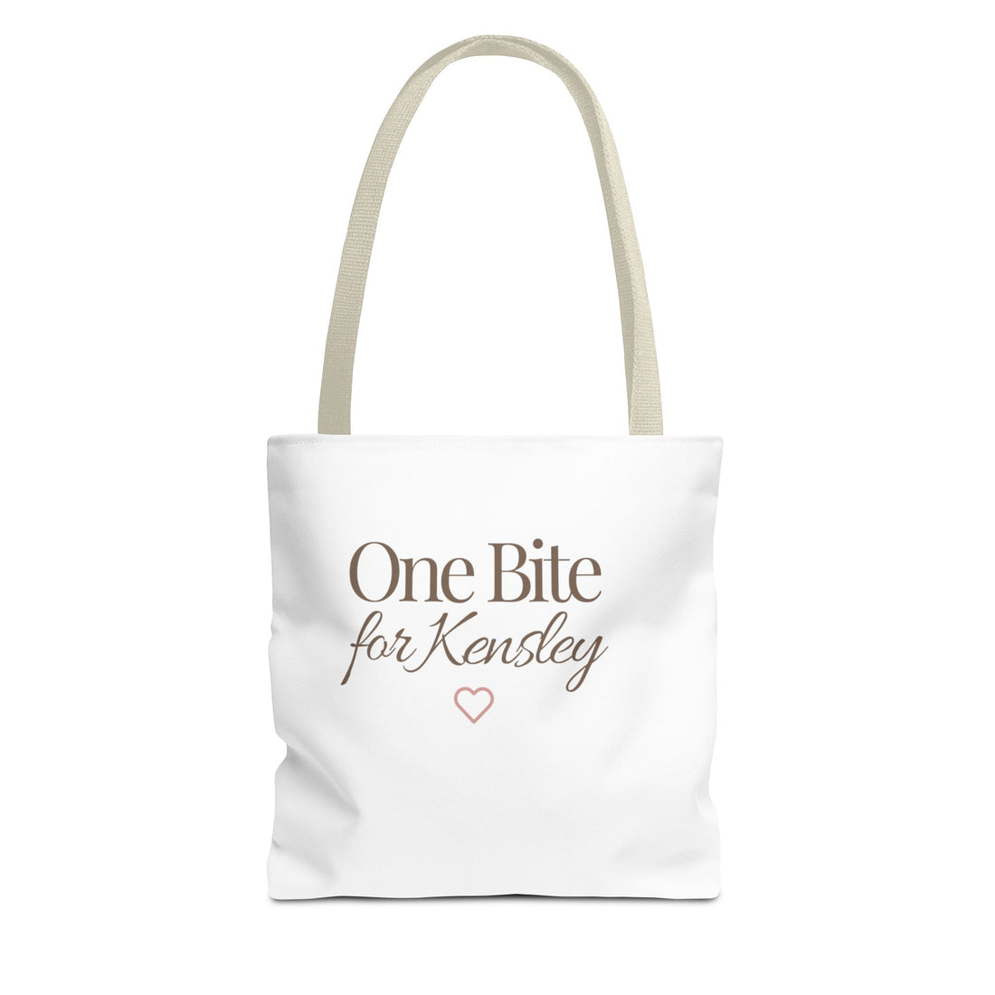 Every Bite Tells Her Story tote bag | Personalized 'One Bite for Kensley' tote