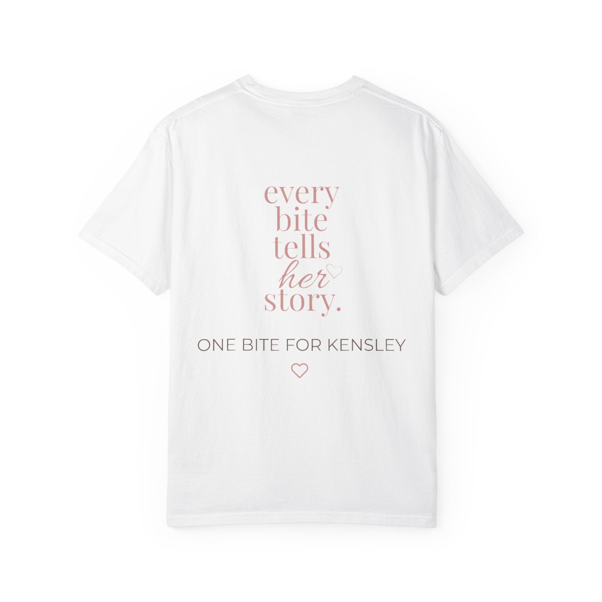 Every Bite T-shirt | One Bite for Kensley, scripted pink text