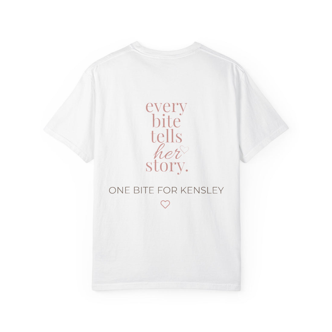 Every Bite T-shirt | One Bite for Kensley, scripted pink text