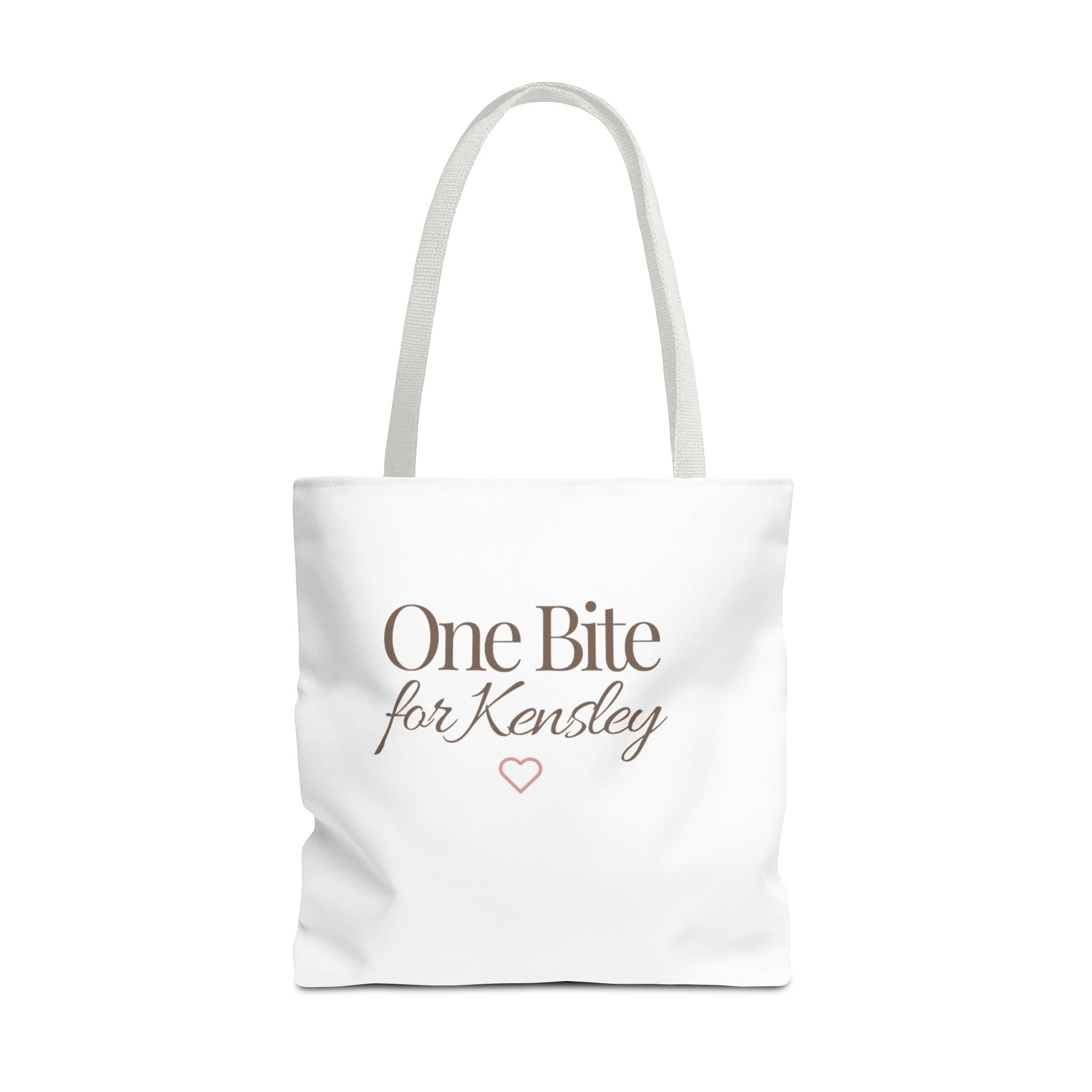 Every Bite Tells Her Story tote bag | Personalized 'One Bite for Kensley' tote