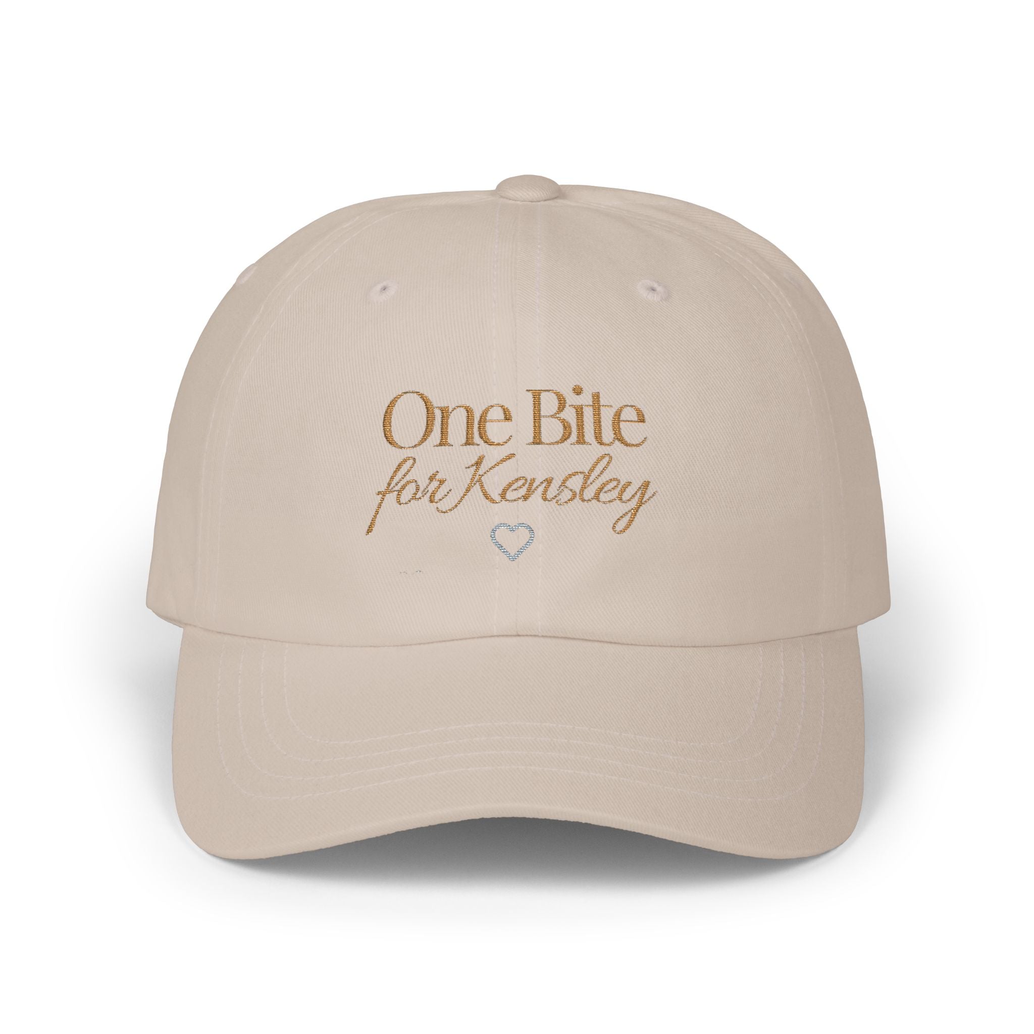 One Bite for Kensley Dad Cap | Embroidered Script Heart
