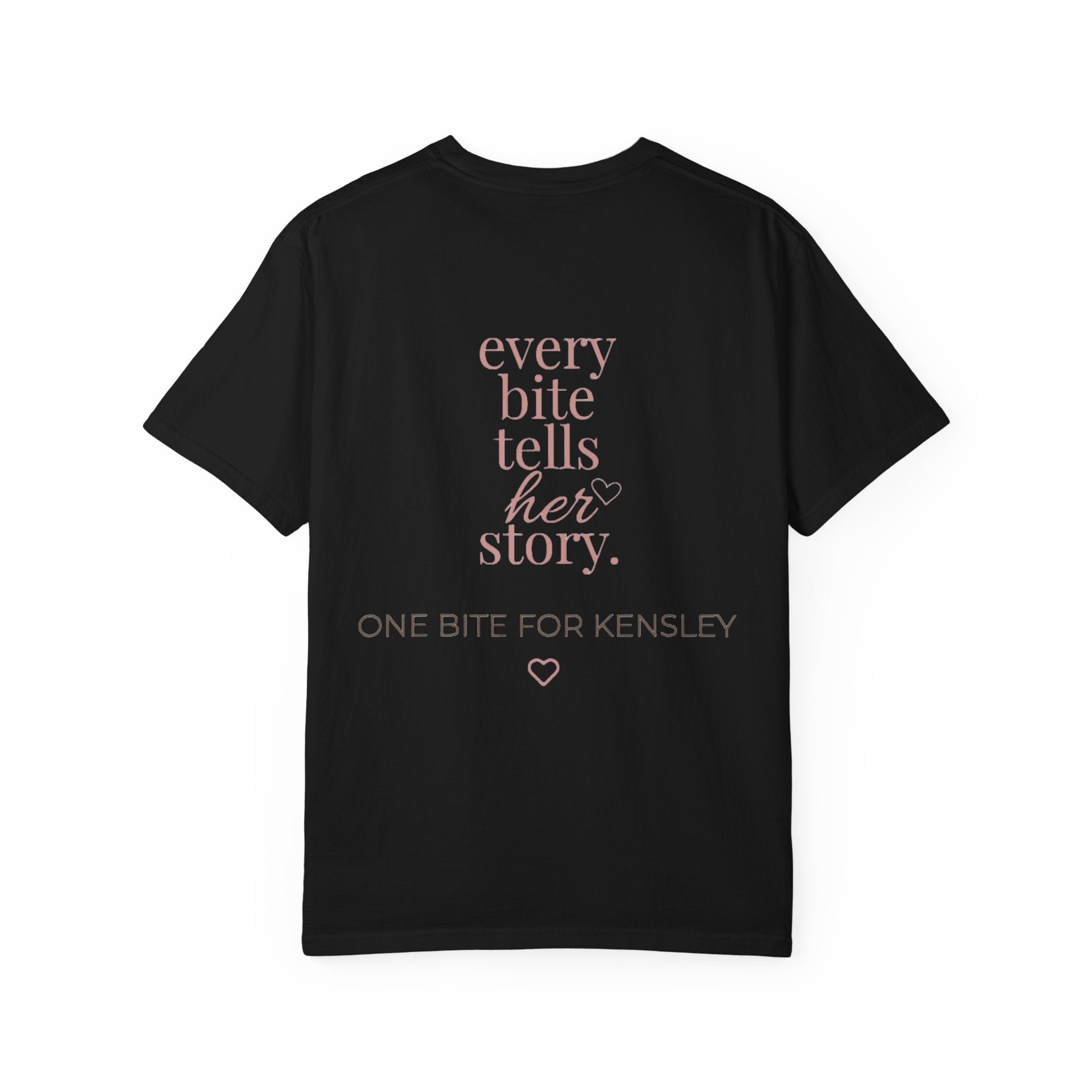 Every Bite T-shirt | One Bite for Kensley, scripted pink text
