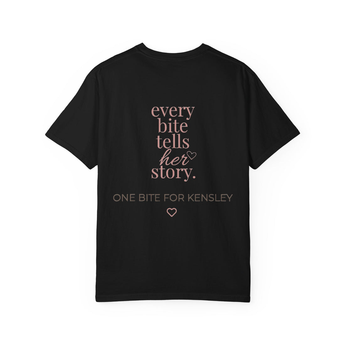 Every Bite T-shirt | One Bite for Kensley, scripted pink text