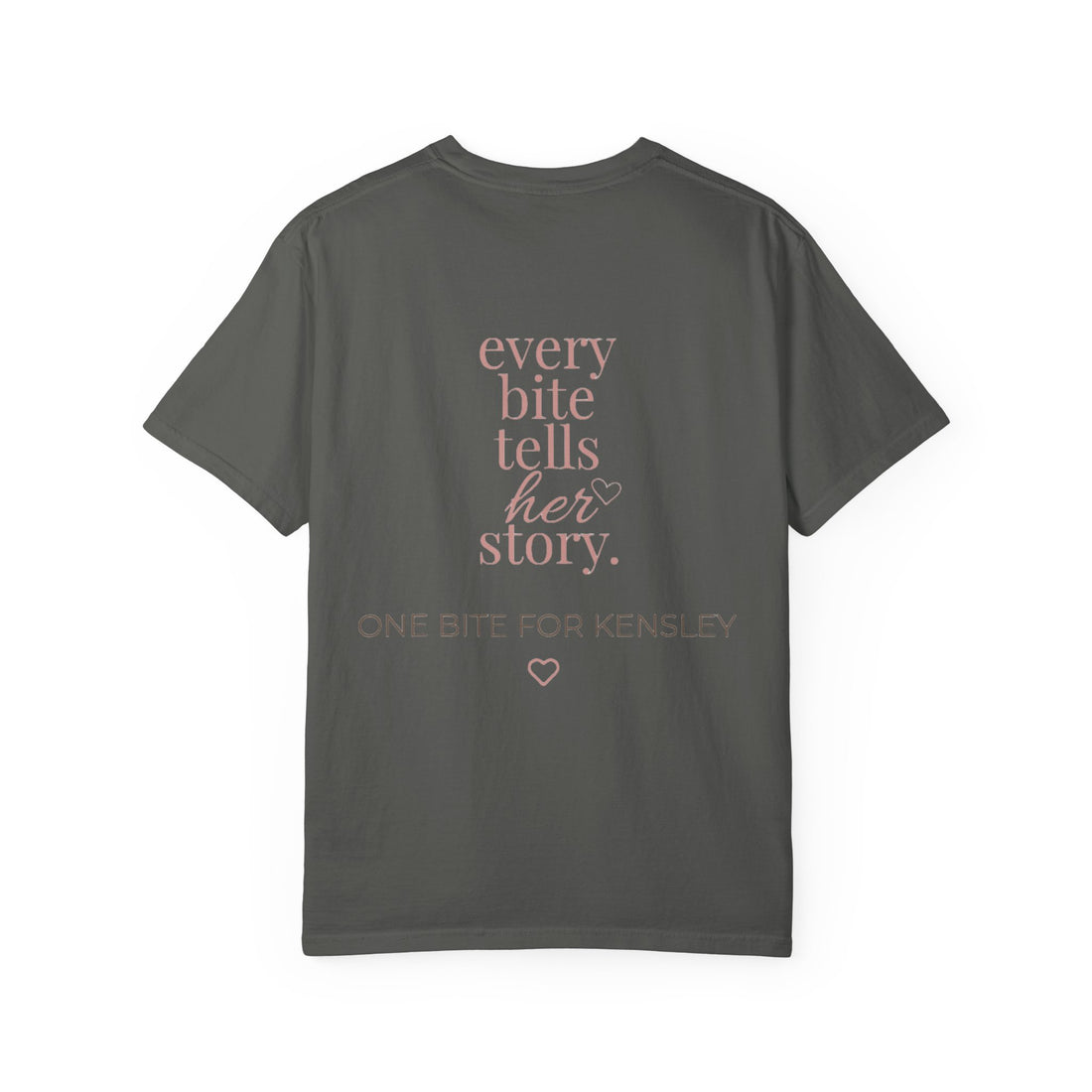 Every Bite T-shirt | One Bite for Kensley, scripted pink text
