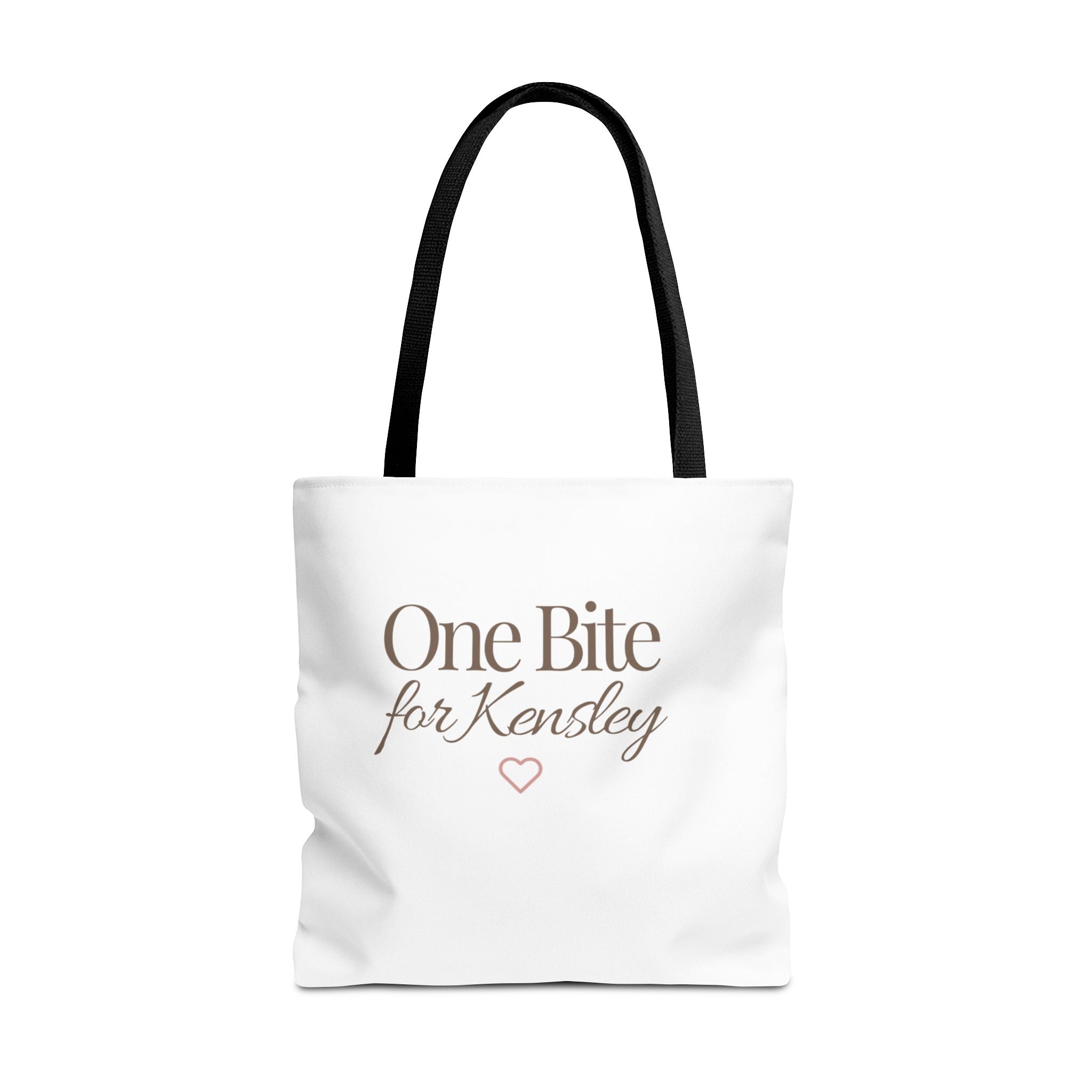 Every Bite Tells Her Story tote bag | Personalized 'One Bite for Kensley' tote