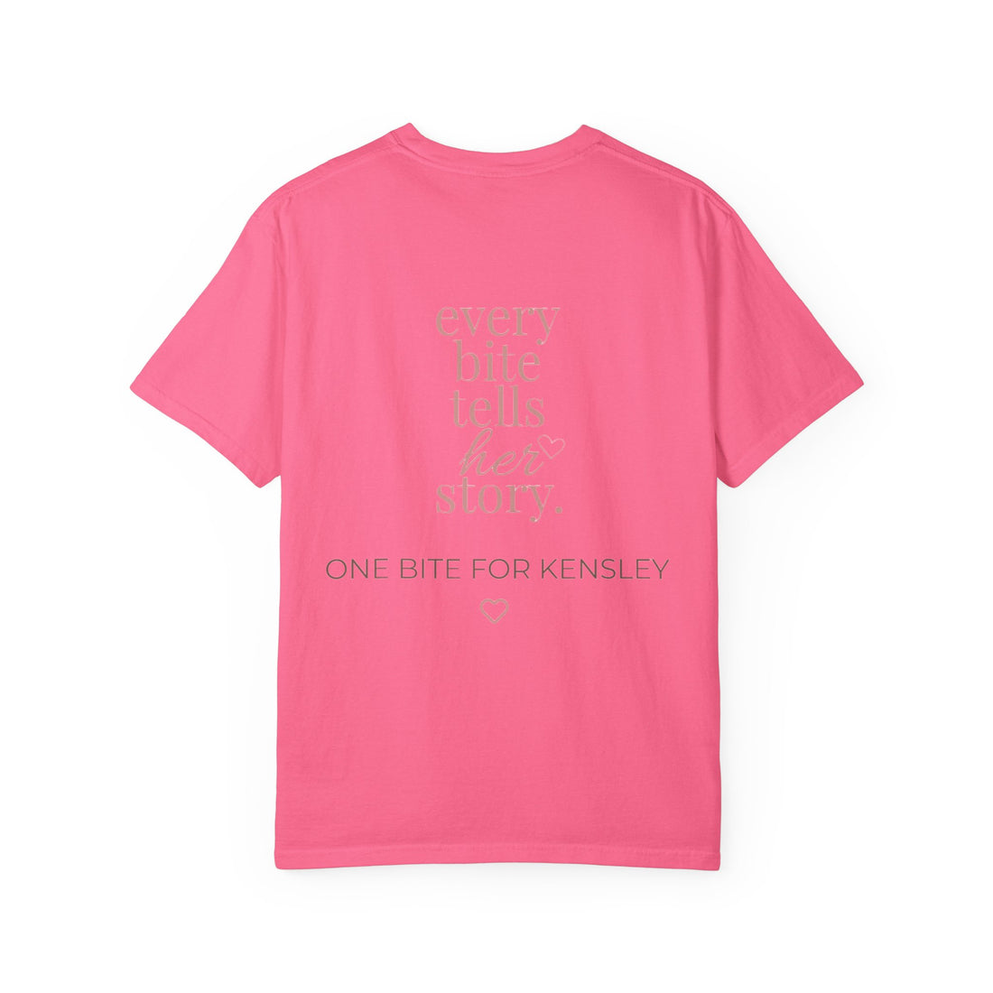 Every Bite T-shirt | One Bite for Kensley, scripted pink text