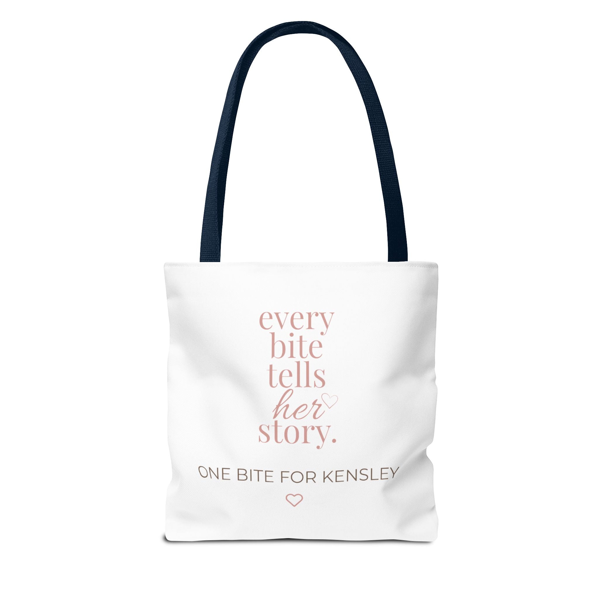 Every Bite Tells Her Story tote bag | Personalized 'One Bite for Kensley' tote