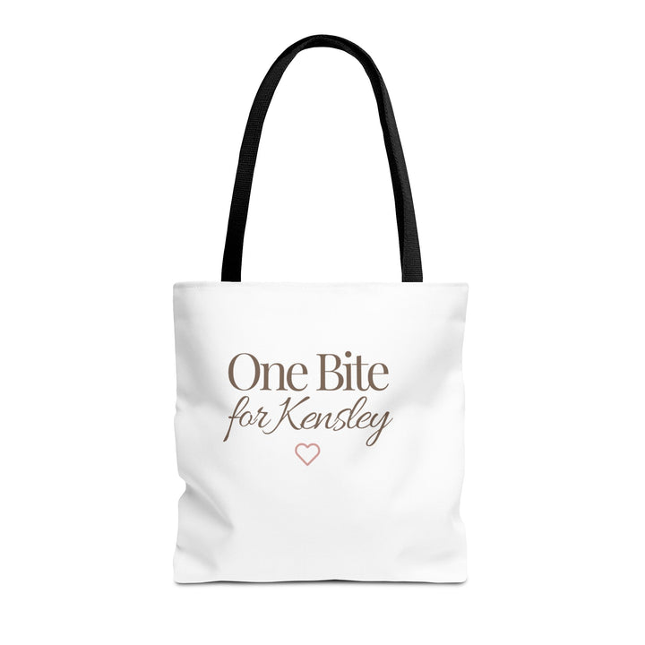 Every Bite Tells Her Story tote bag | Personalized 'One Bite for Kensley' tote