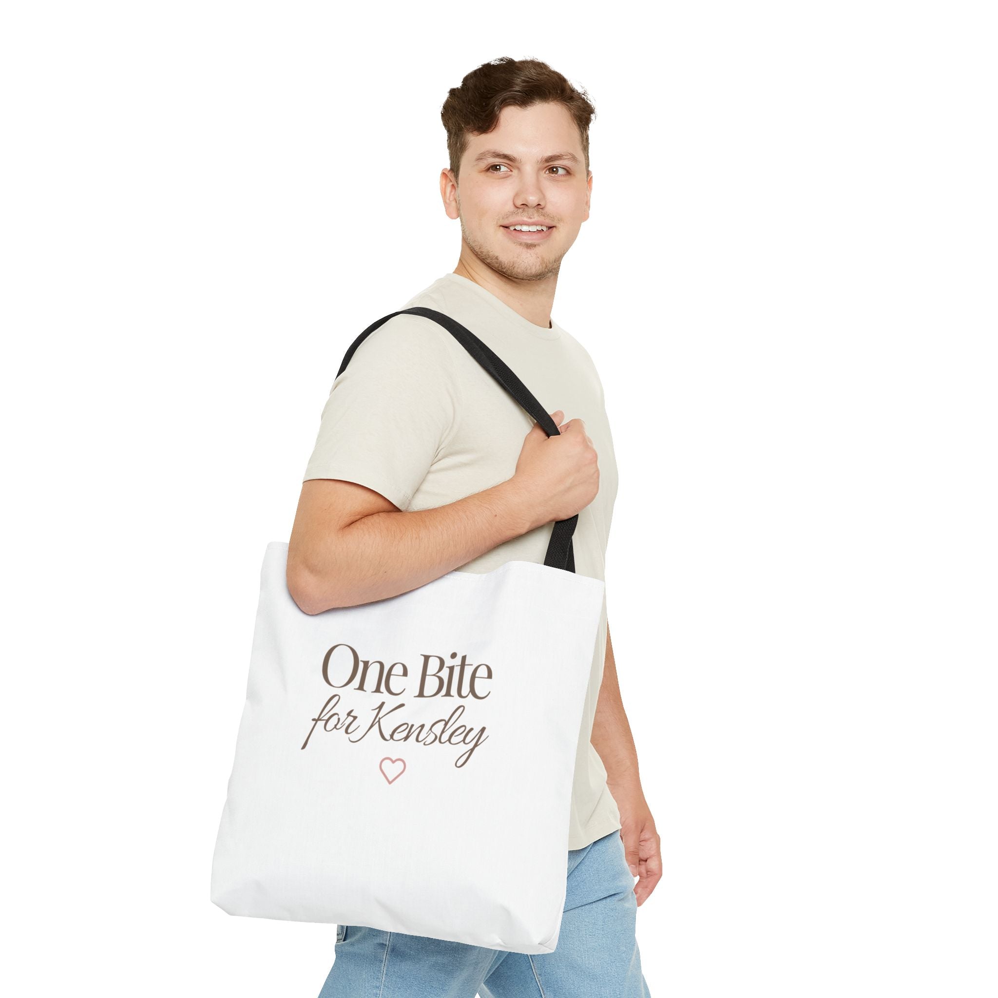Every Bite Tells Her Story tote bag | Personalized 'One Bite for Kensley' tote