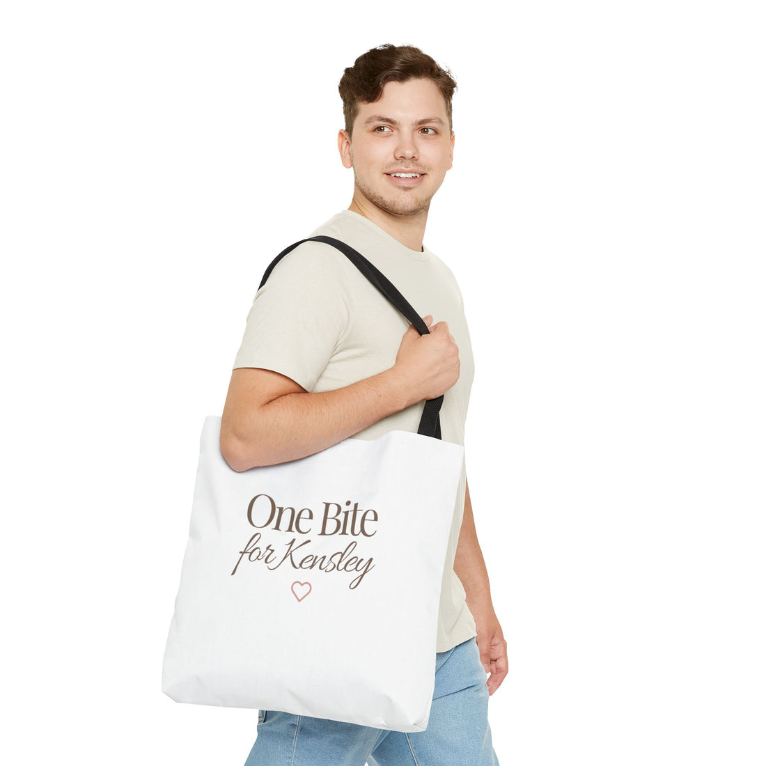 Every Bite Tells Her Story tote bag | Personalized 'One Bite for Kensley' tote
