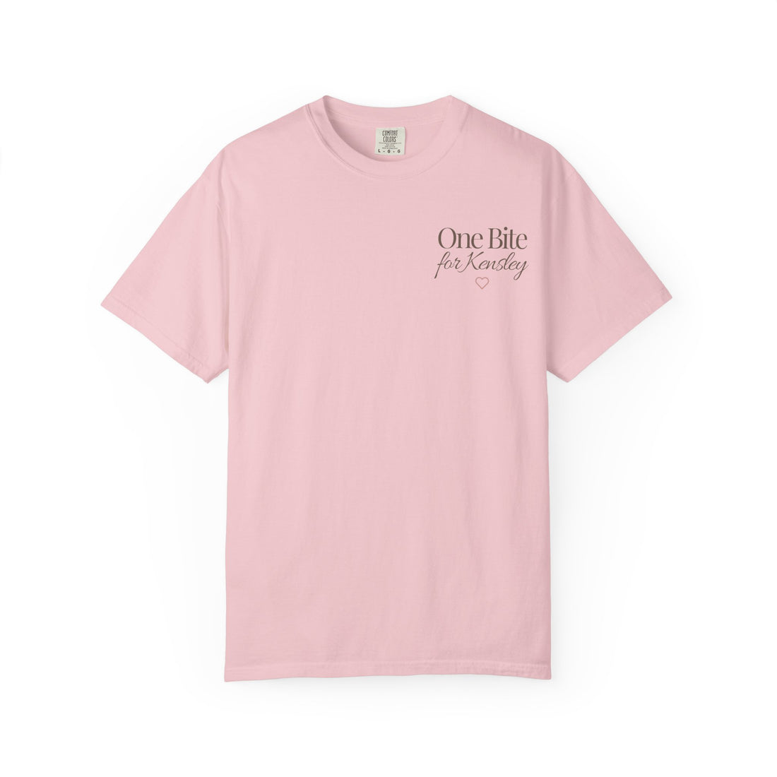 Every Bite T-shirt | One Bite for Kensley, scripted pink text
