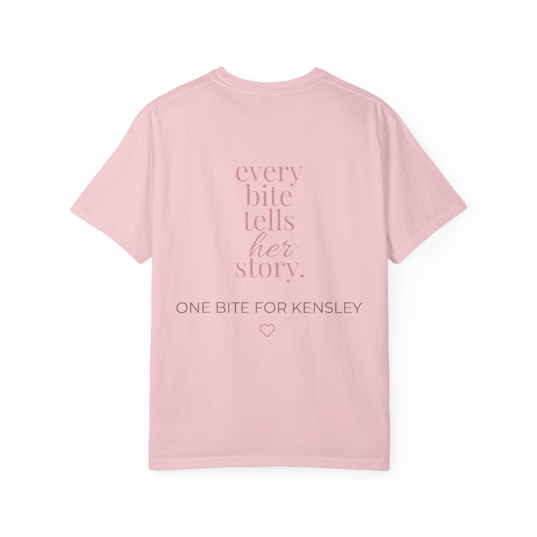 Every Bite T-shirt | One Bite for Kensley, scripted pink text