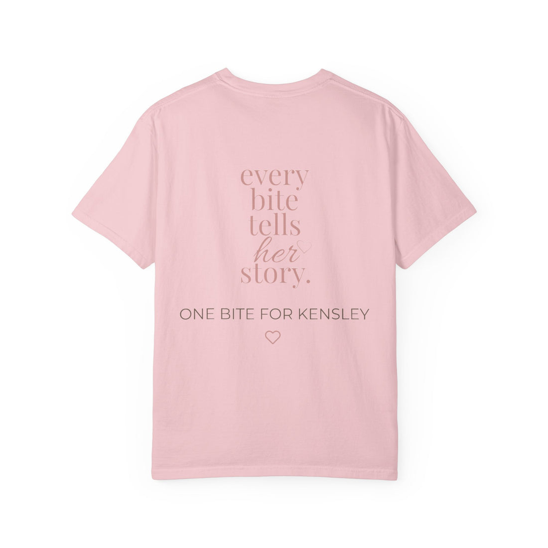 Every Bite T-shirt | One Bite for Kensley, scripted pink text