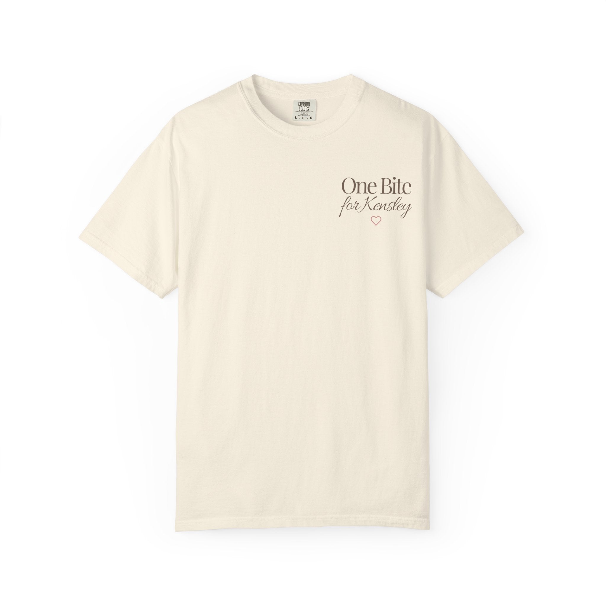 Every Bite T-shirt | One Bite for Kensley, scripted pink text