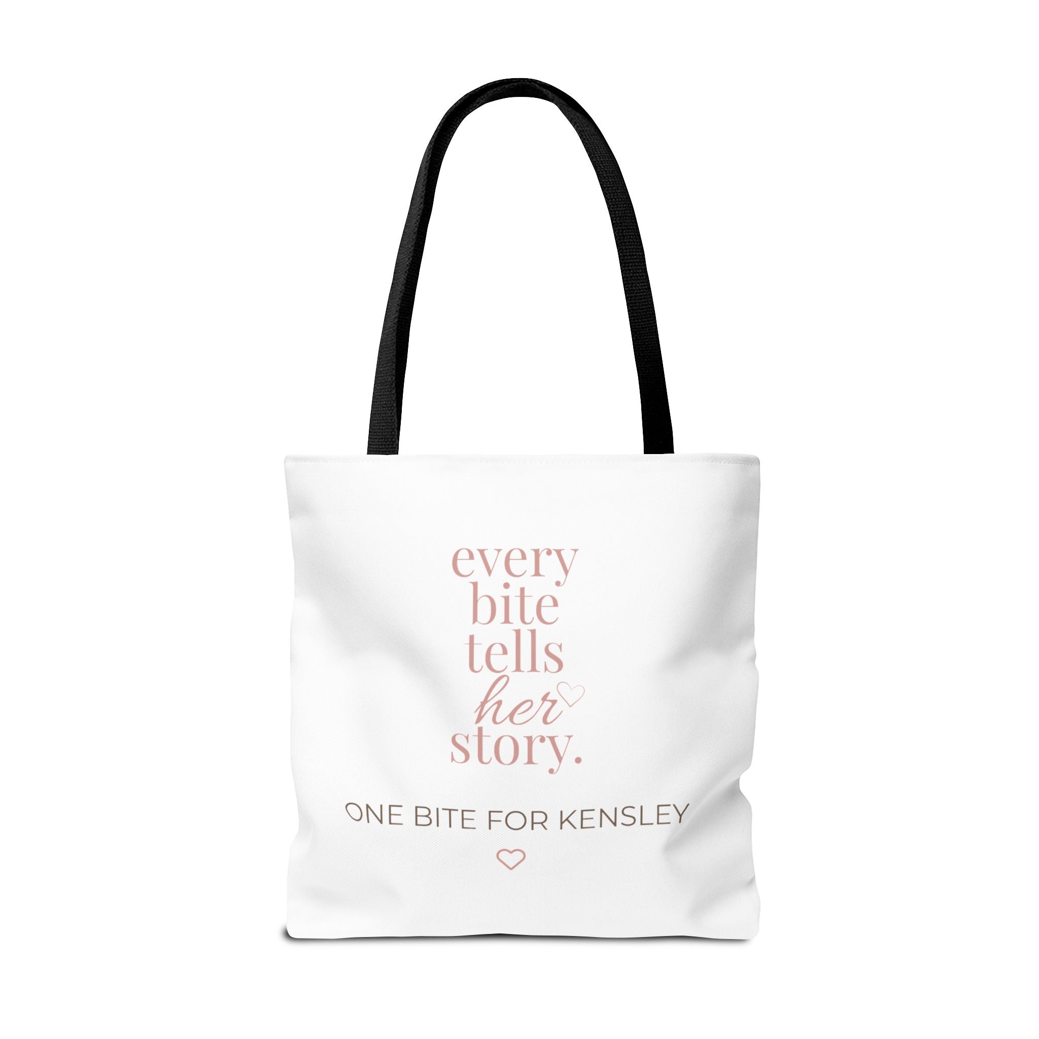 Every Bite Tells Her Story tote bag | Personalized 'One Bite for Kensley' tote