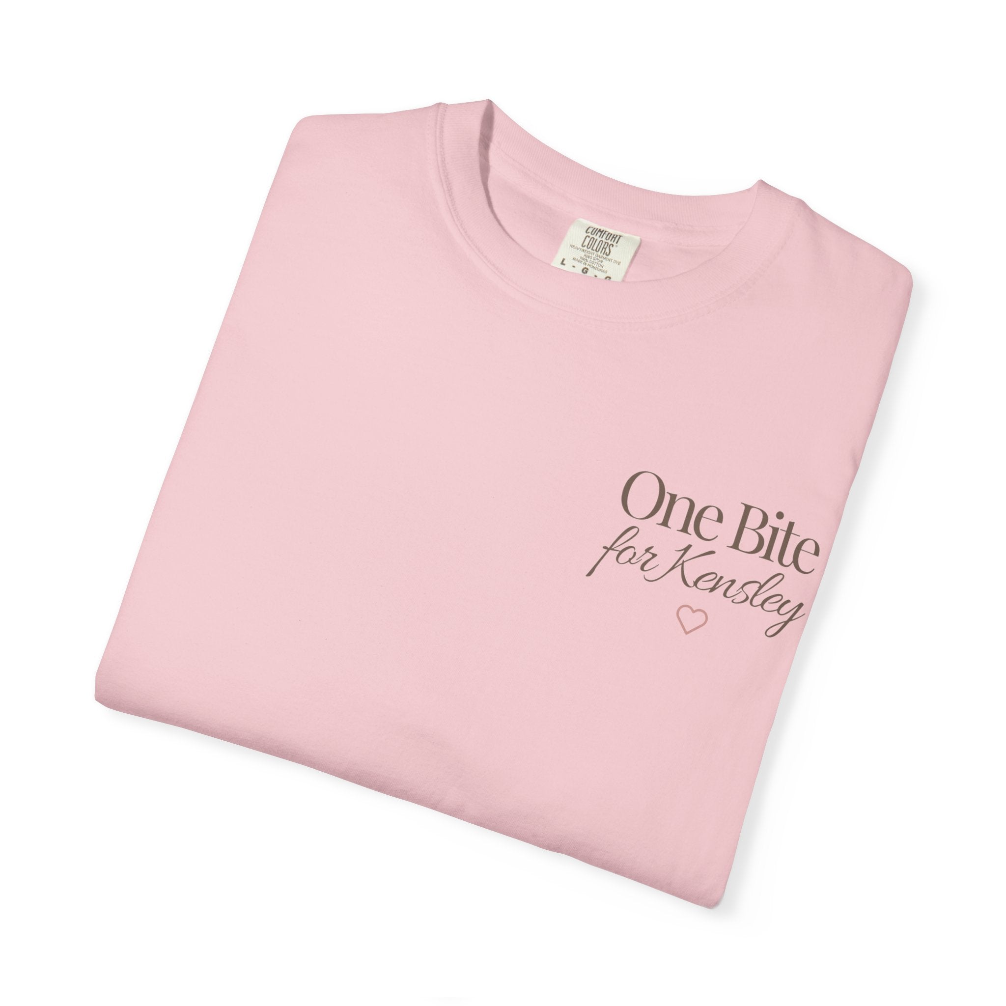 Every Bite T-shirt | One Bite for Kensley, scripted pink text